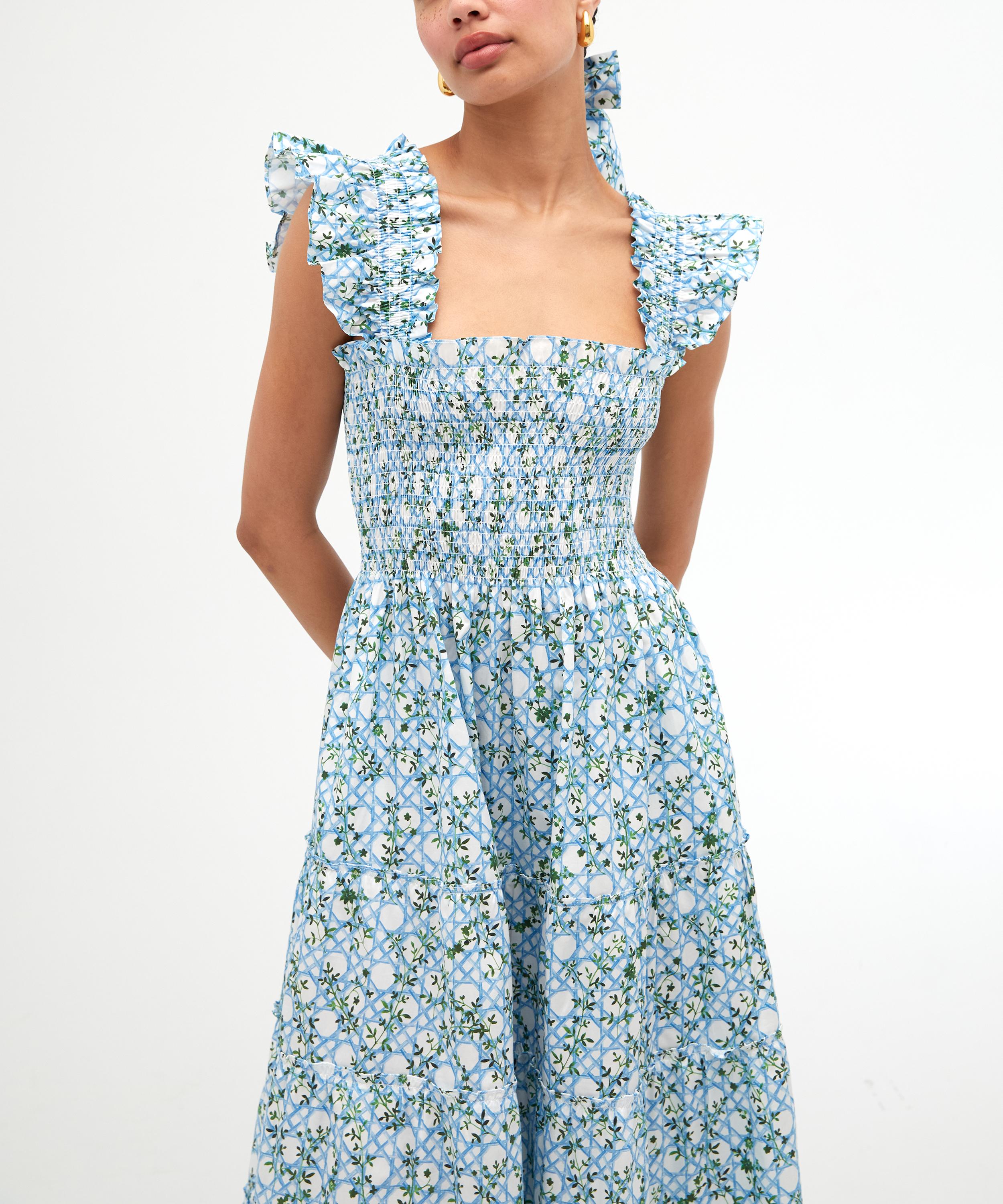 Hill House Home - Ellie Nap Dress in Blue Basketweave Vine image number 4