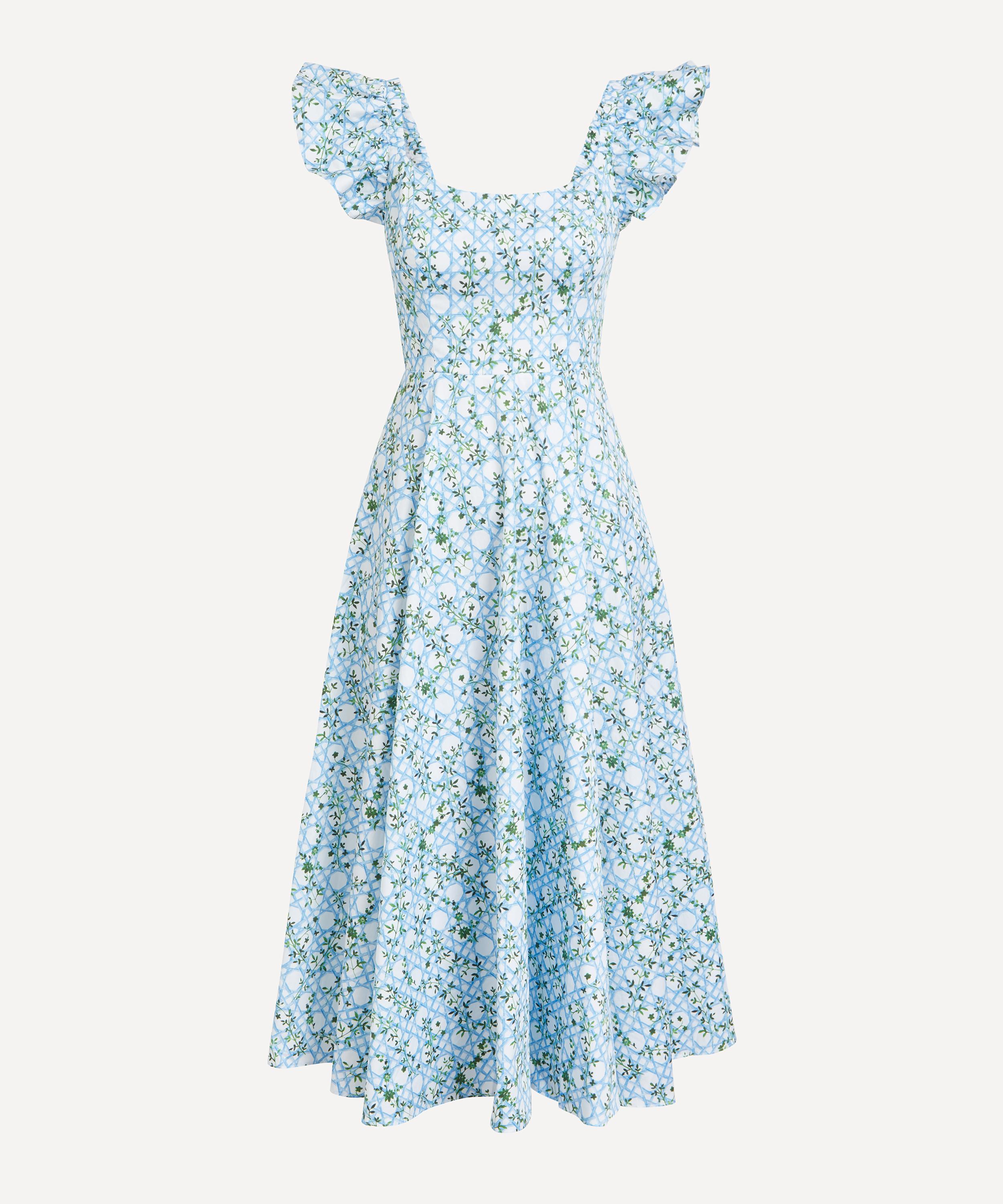 Hill House Home - Daphne Dress in Blue Basketweave Vine image number 0