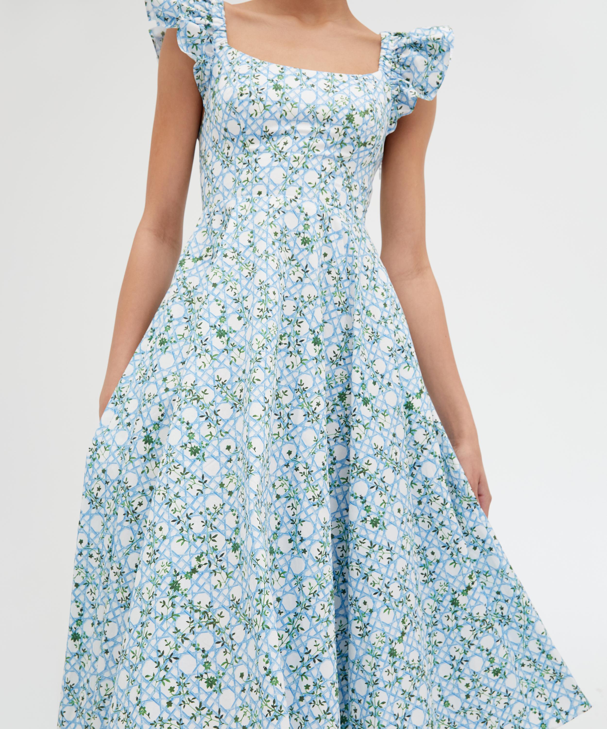 Hill House Home - Daphne Dress in Blue Basketweave Vine image number 1