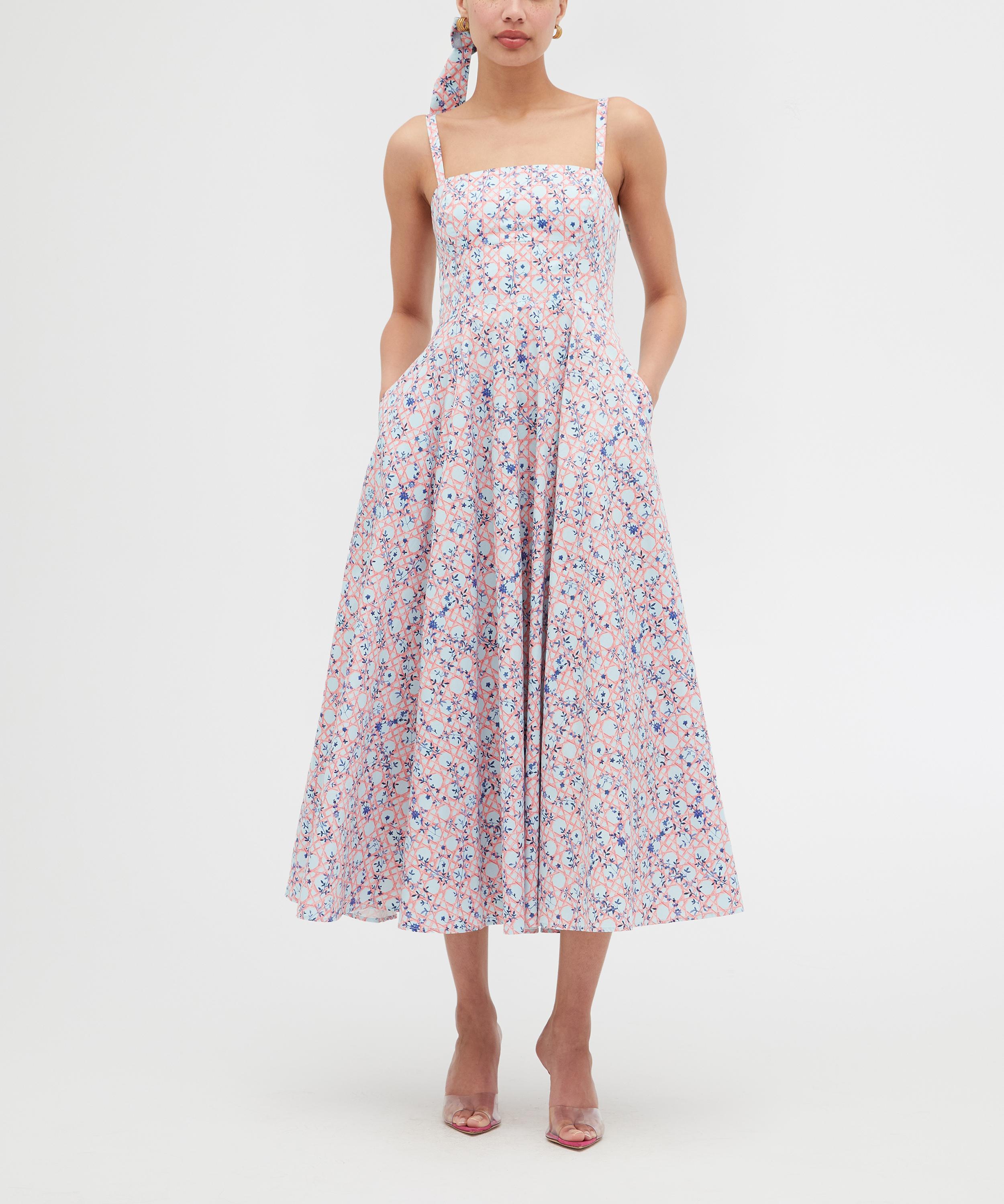 Hill House Home - Margot Dress in Pink Basketweave Vine image number 1