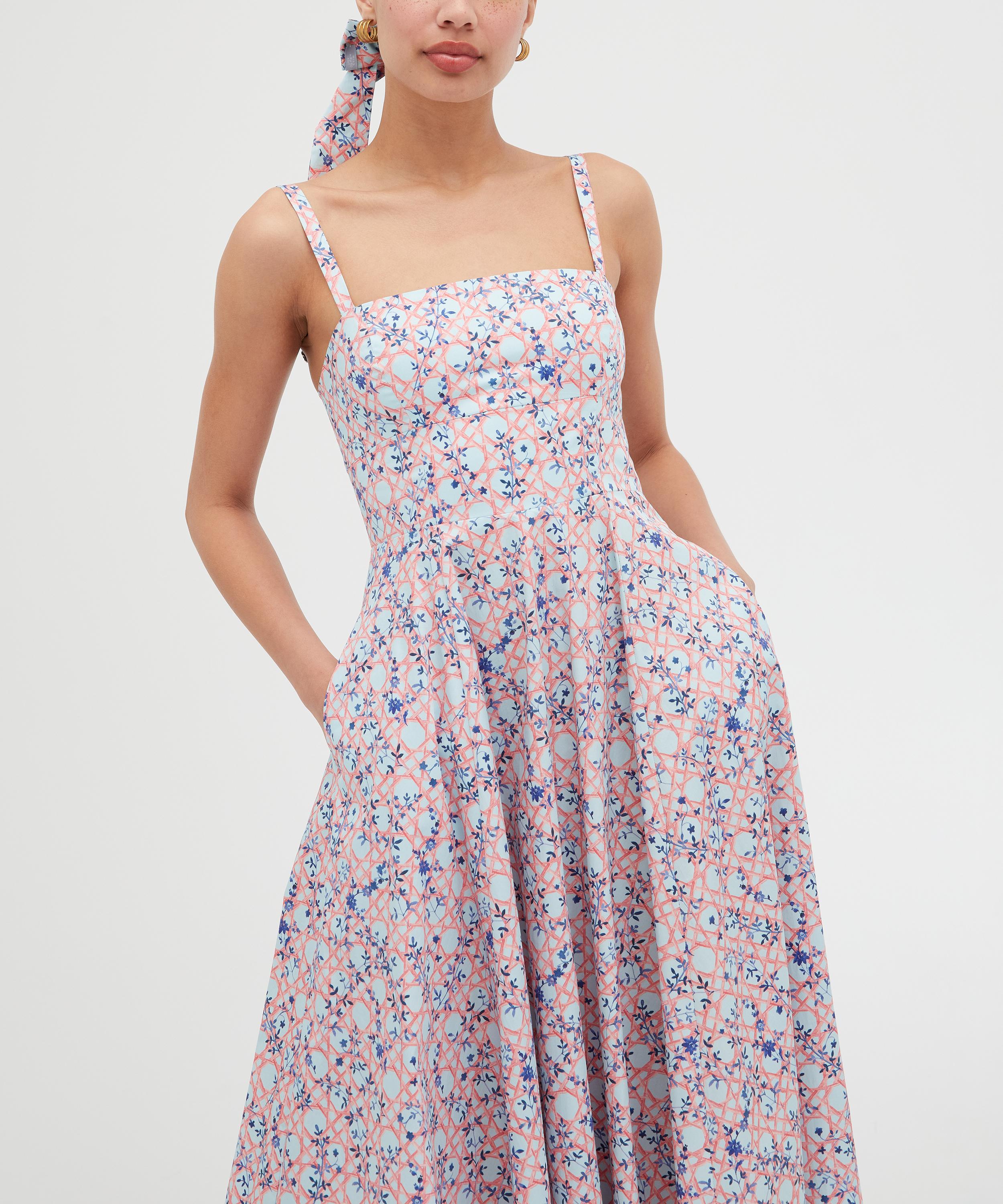 Hill House Home - Margot Dress in Pink Basketweave Vine image number 4