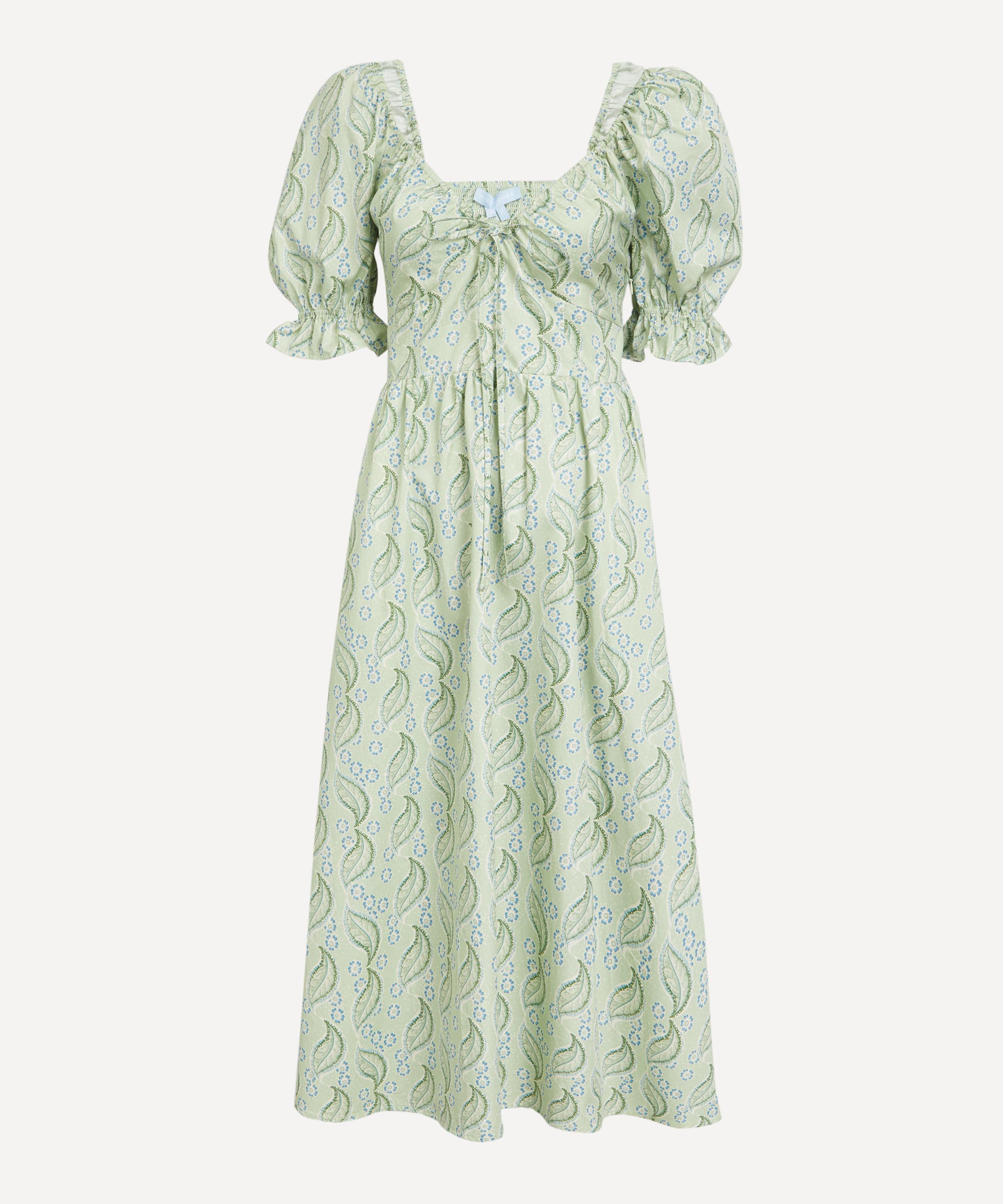 Hill House Home Ophelia Dress in Eucalyptus Floral Liberty