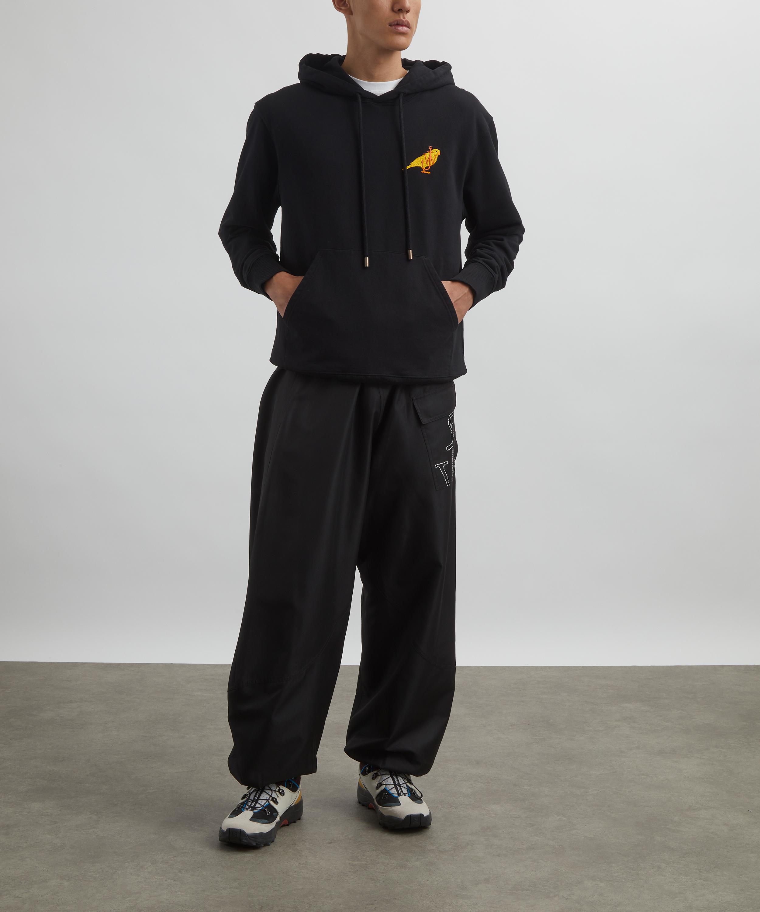 【関税込み】JW Anderson ブラック Canary Embroidered フーディ JW Anderson Canary Embroidery Hoodie | Liberty