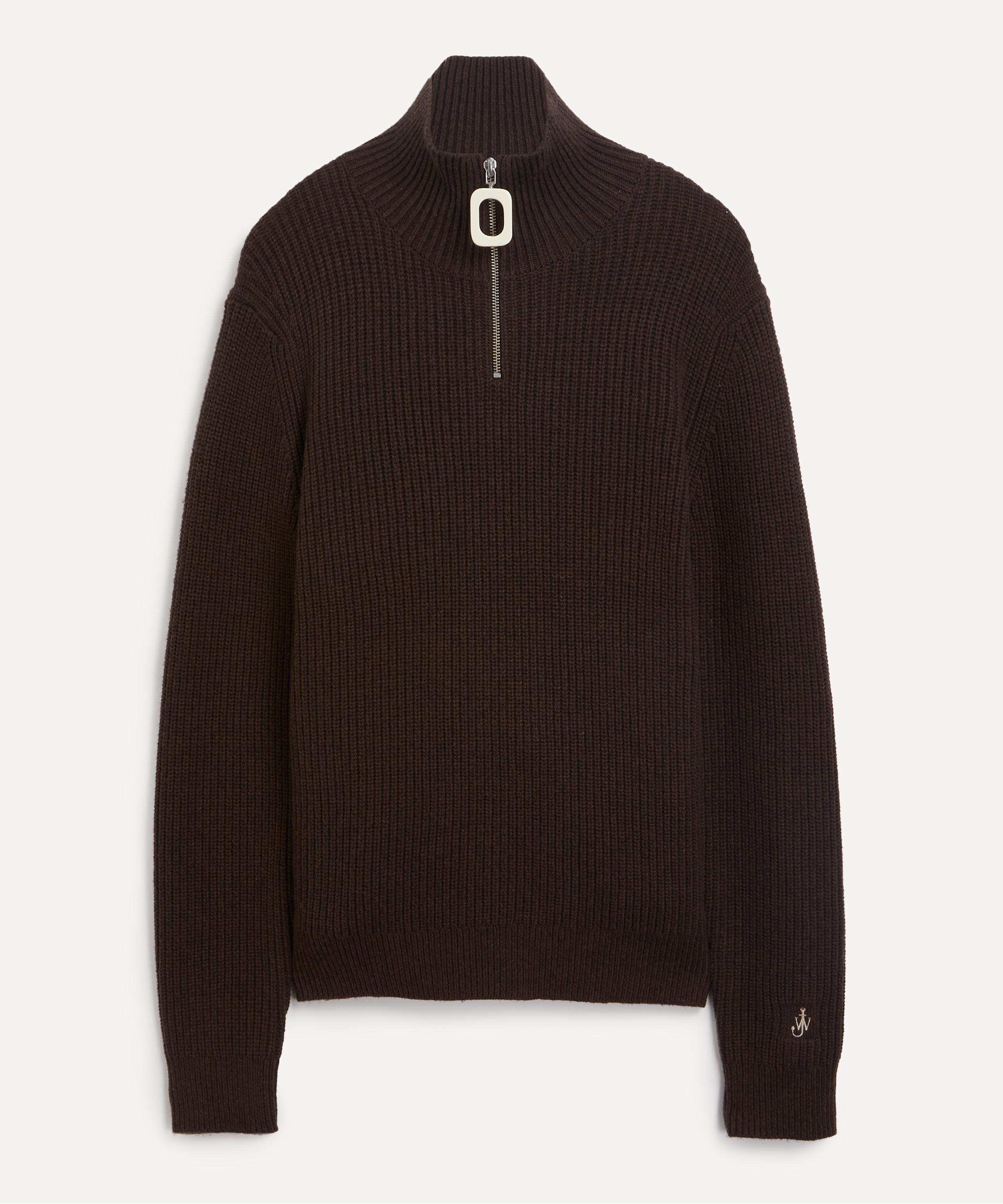 JW Anderson - Chocolate Brown Half-Zip Jumper