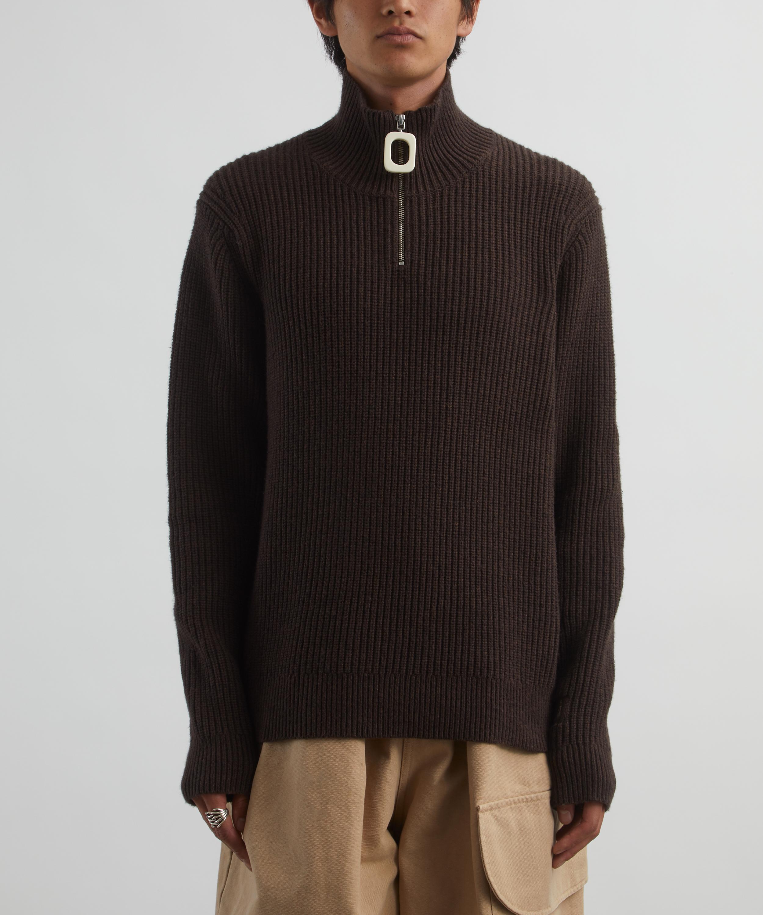 JW Anderson Chocolate Brown Half Zip Jumper Liberty