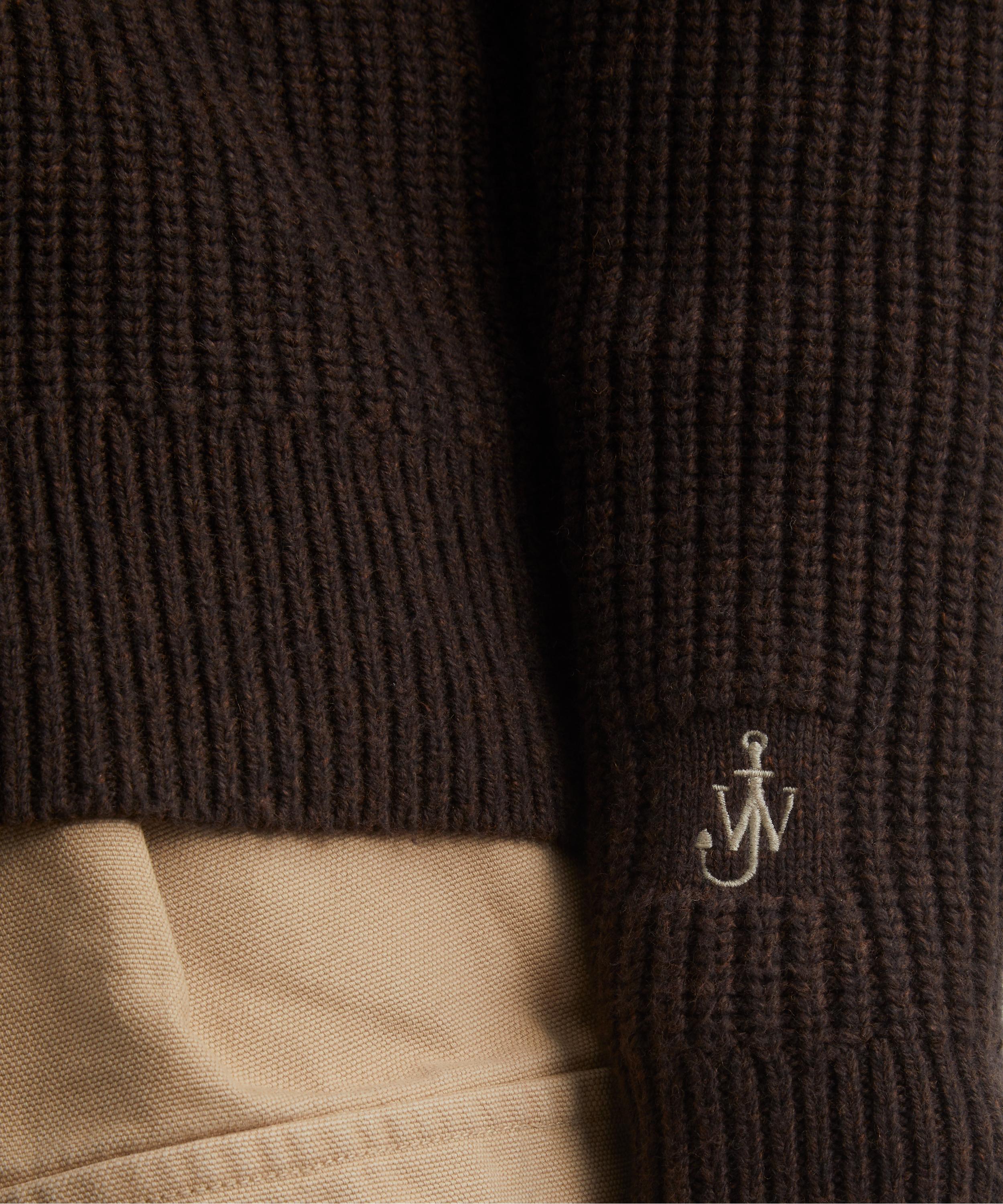 JW Anderson - Chocolate Brown Half-Zip Jumper image number 4