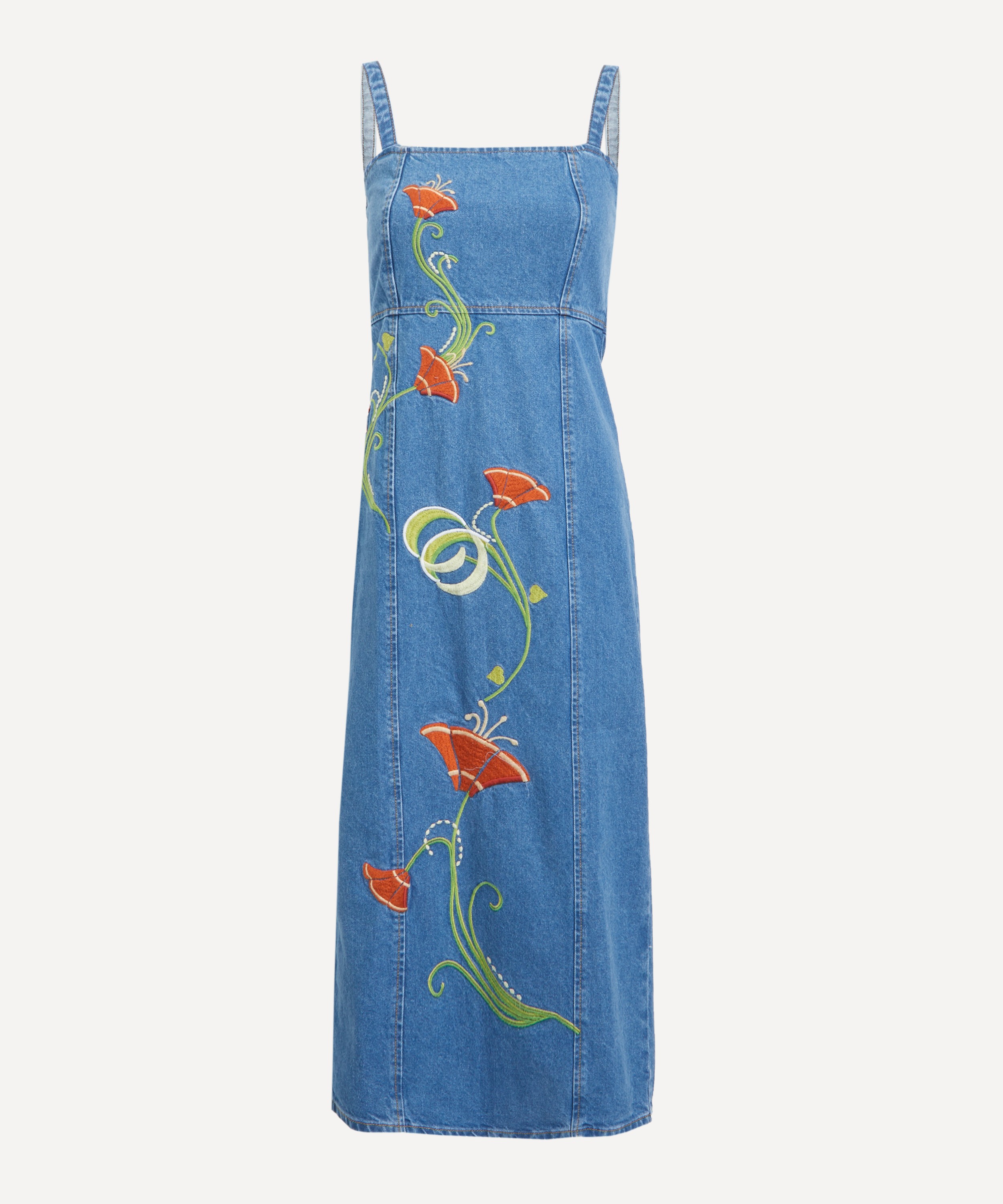 KITRI - Ursula Denim Embroidered Midi-Dress image number 0