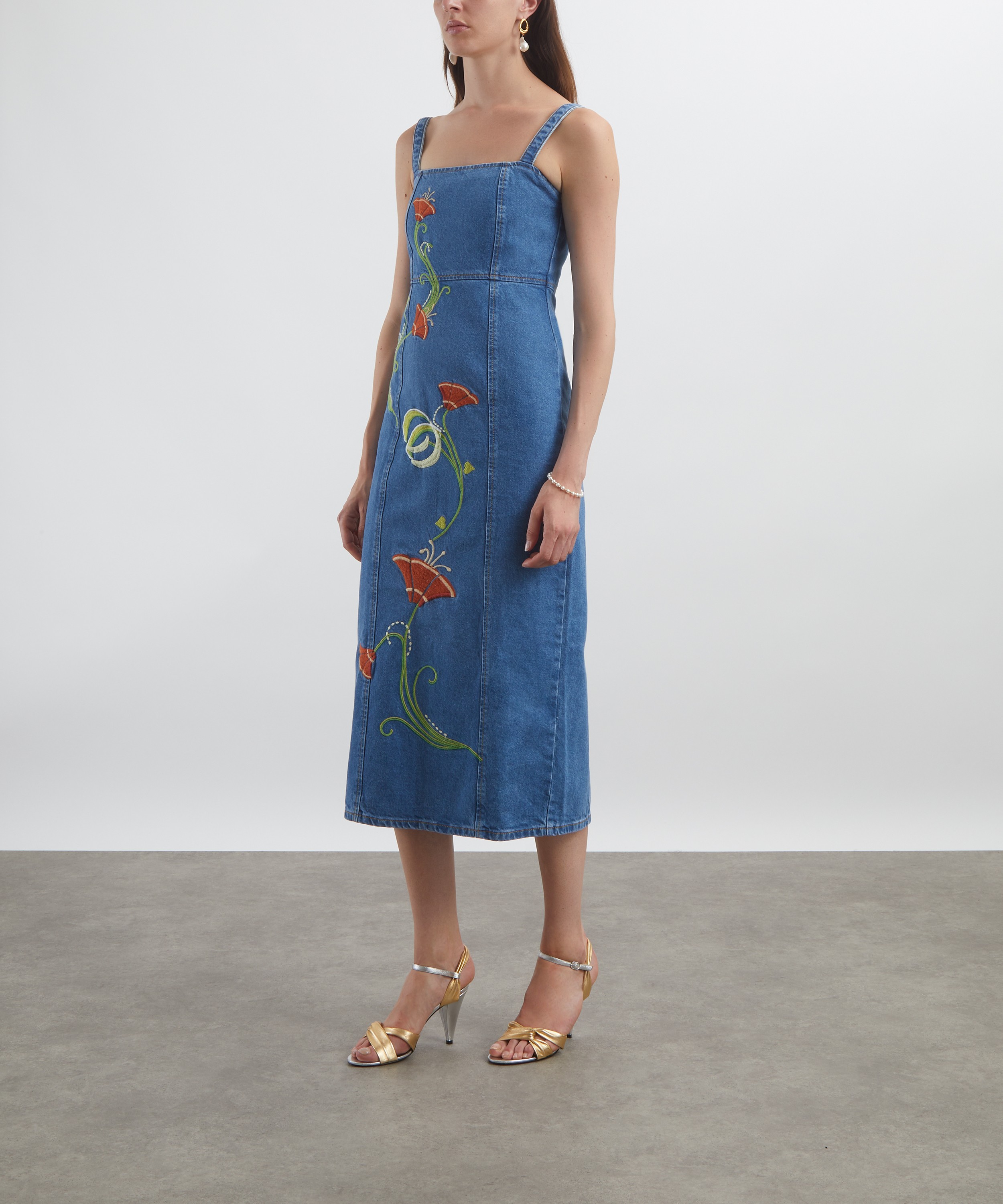 KITRI - Ursula Denim Embroidered Midi-Dress image number 2