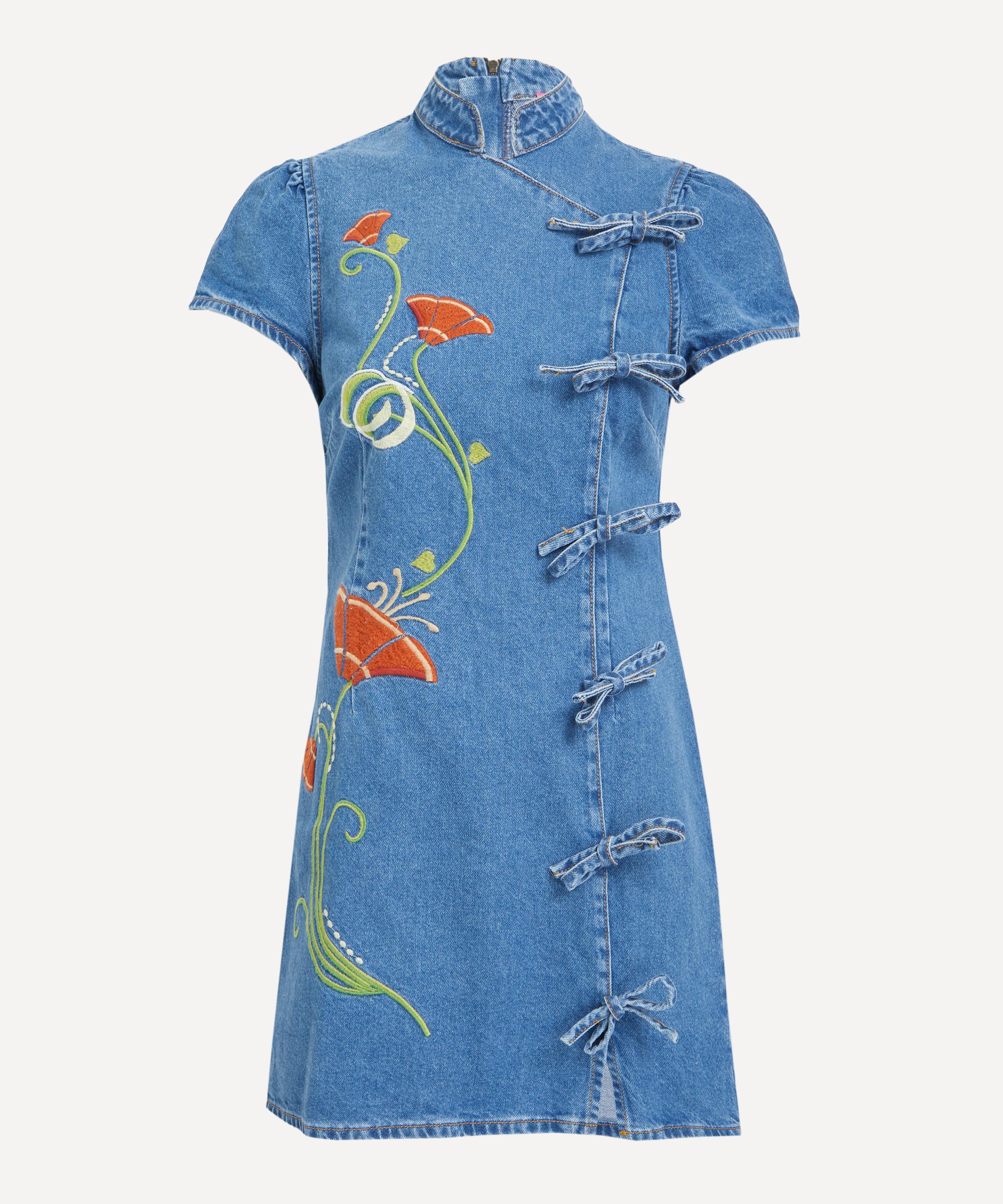 KITRI - Harlow Denim Embroidered Mini-Dress image number 0