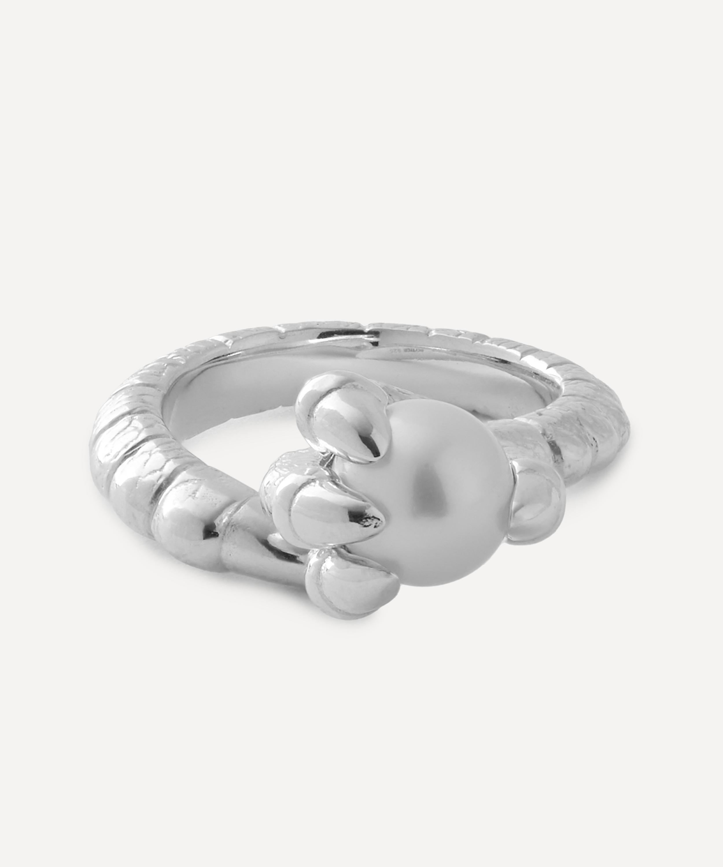 Maria Nilsdotter - Sterling Silver Claw Pearl Ring image number 0