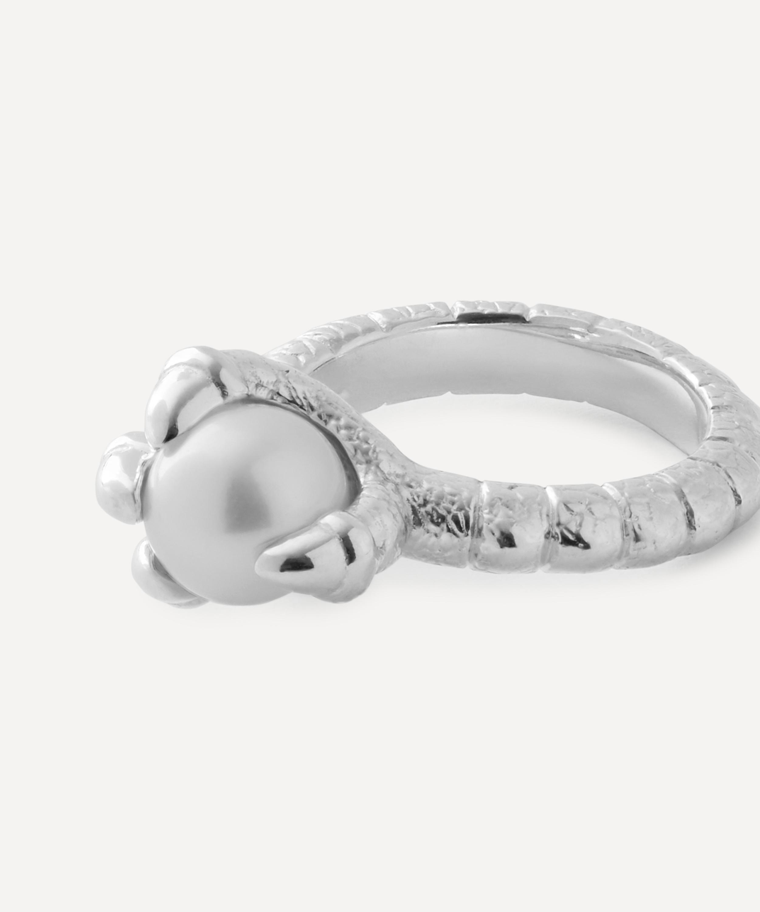 Maria Nilsdotter - Sterling Silver Claw Pearl Ring image number 2