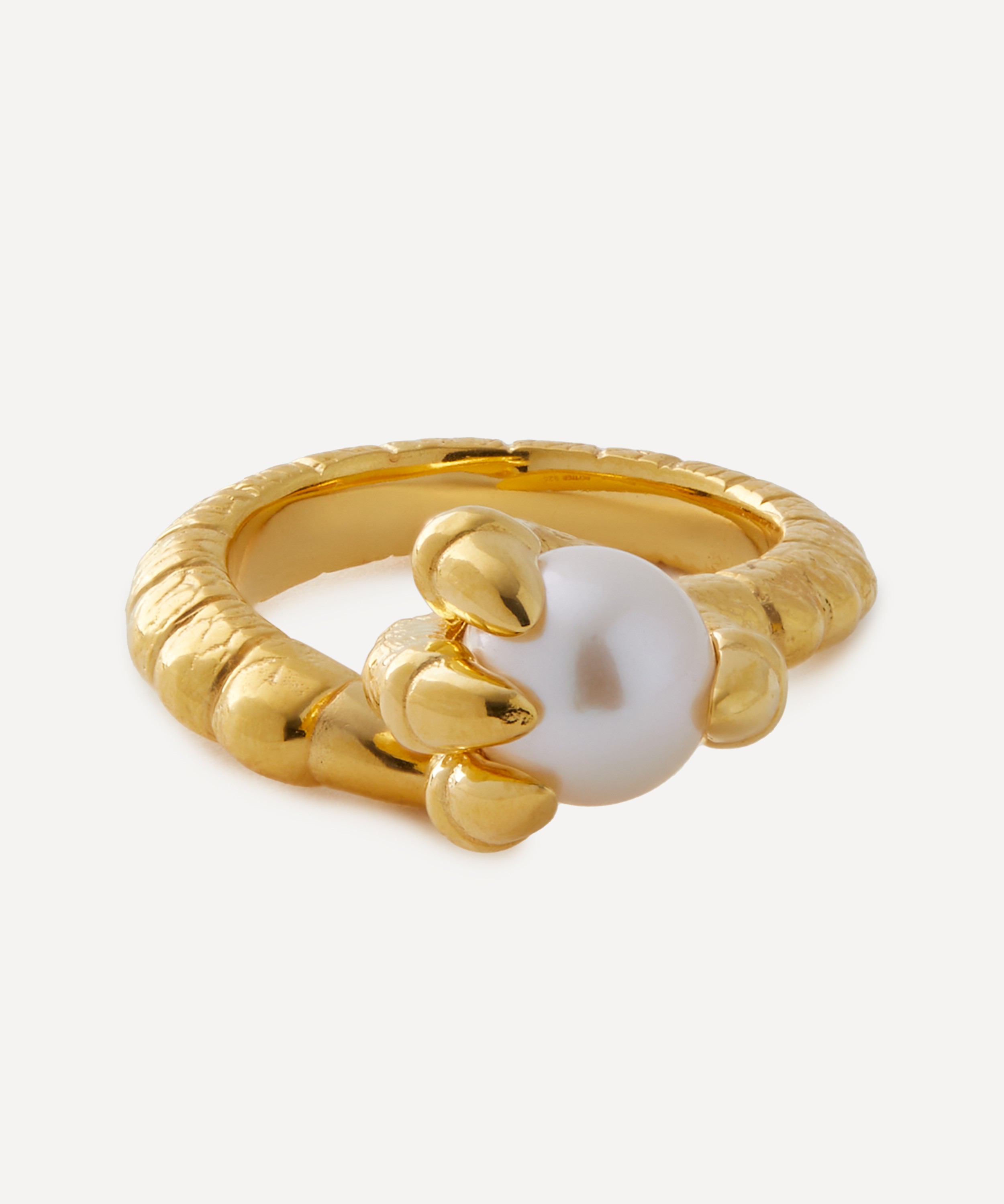 Maria Nilsdotter - 18ct Gold-Plated Claw Pearl Ring image number 0