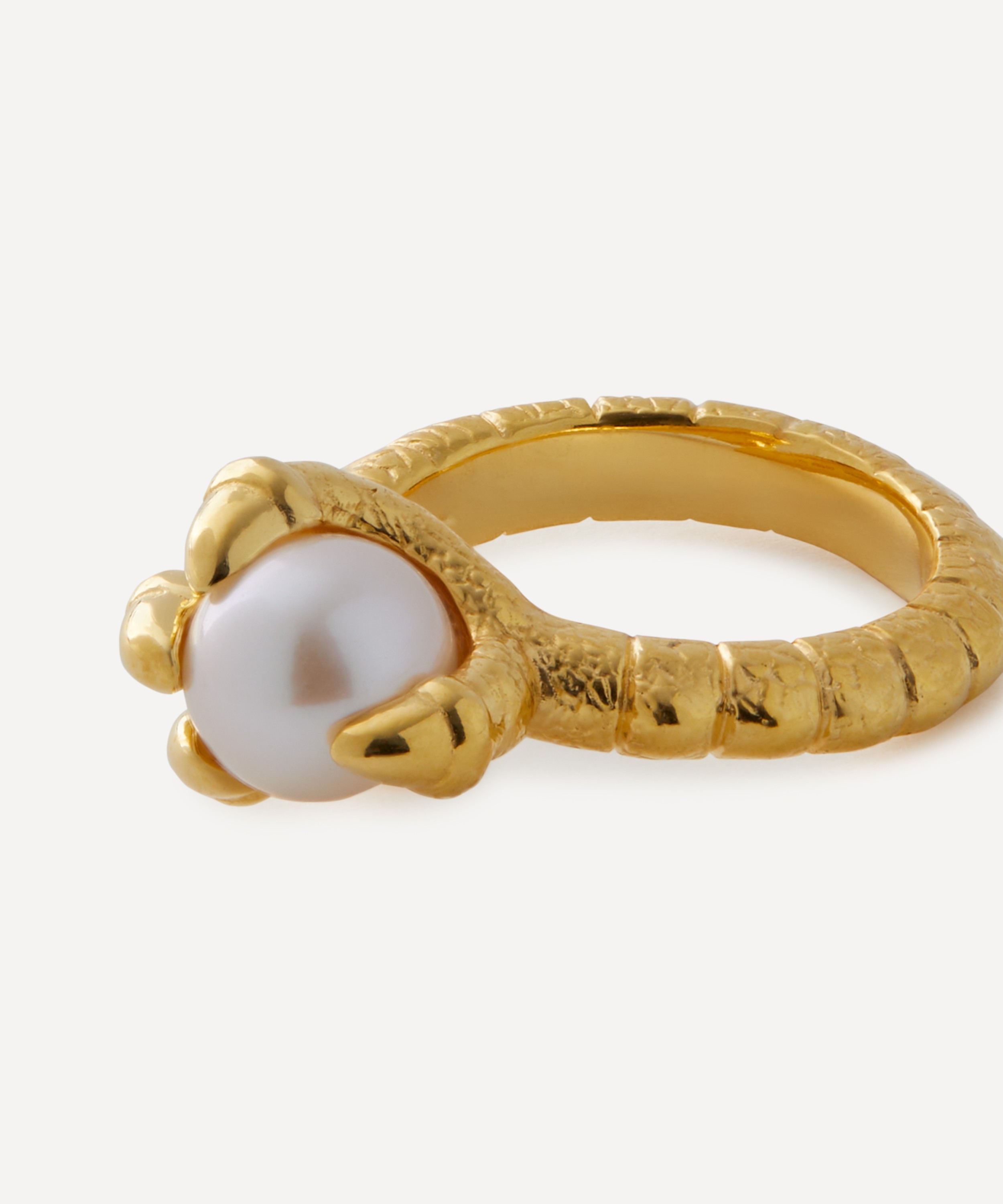 Maria Nilsdotter - 18ct Gold-Plated Claw Pearl Ring image number 2