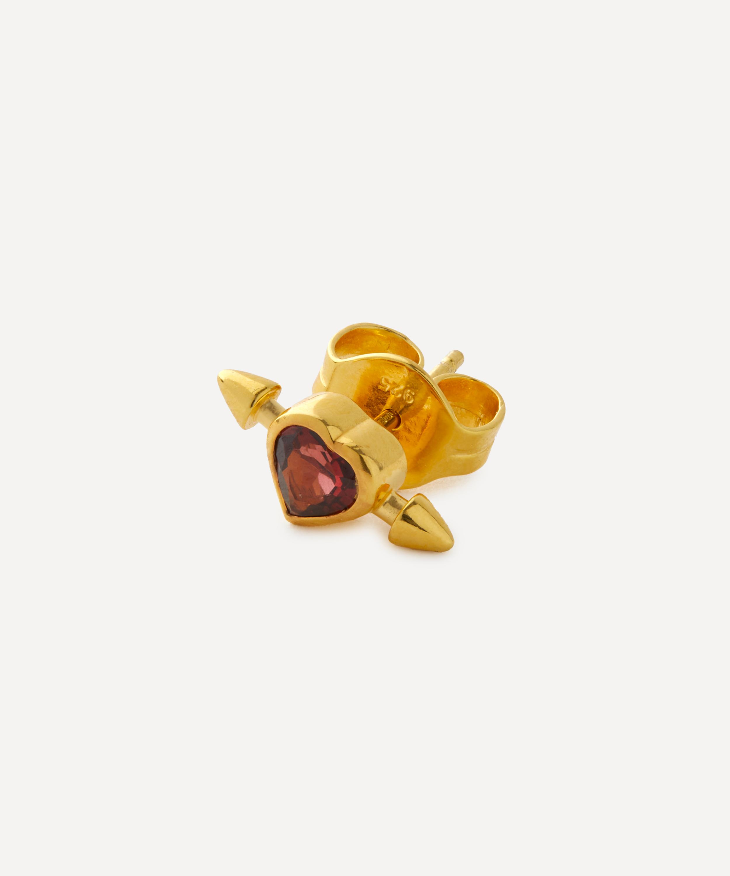 Maria Nilsdotter - 18ct Gold-Plated Pierced Heart Stud Earring image number 2