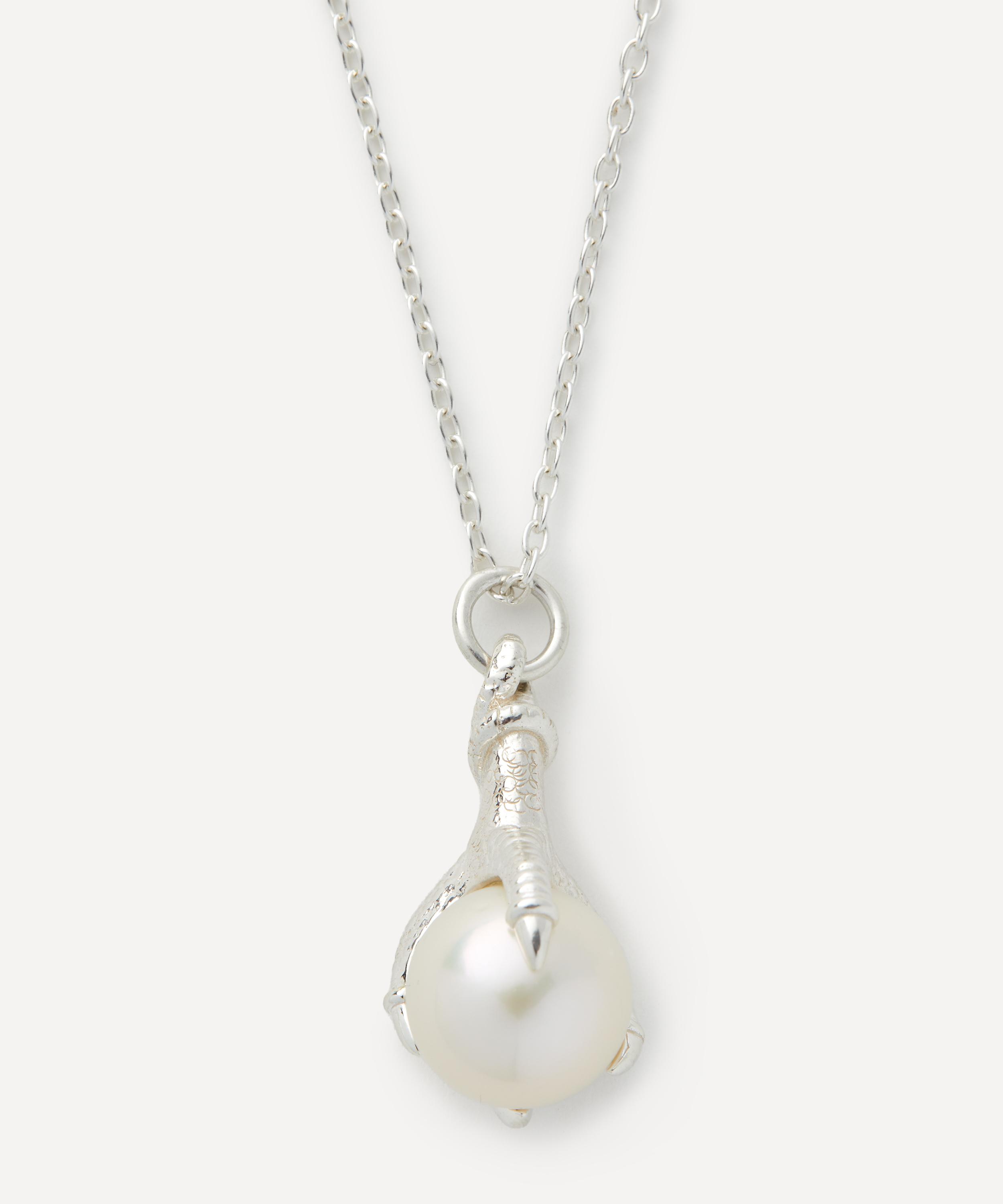 Maria Nilsdotter - Sterling Silver Big Claw Pearl Pendant Necklace image number 0