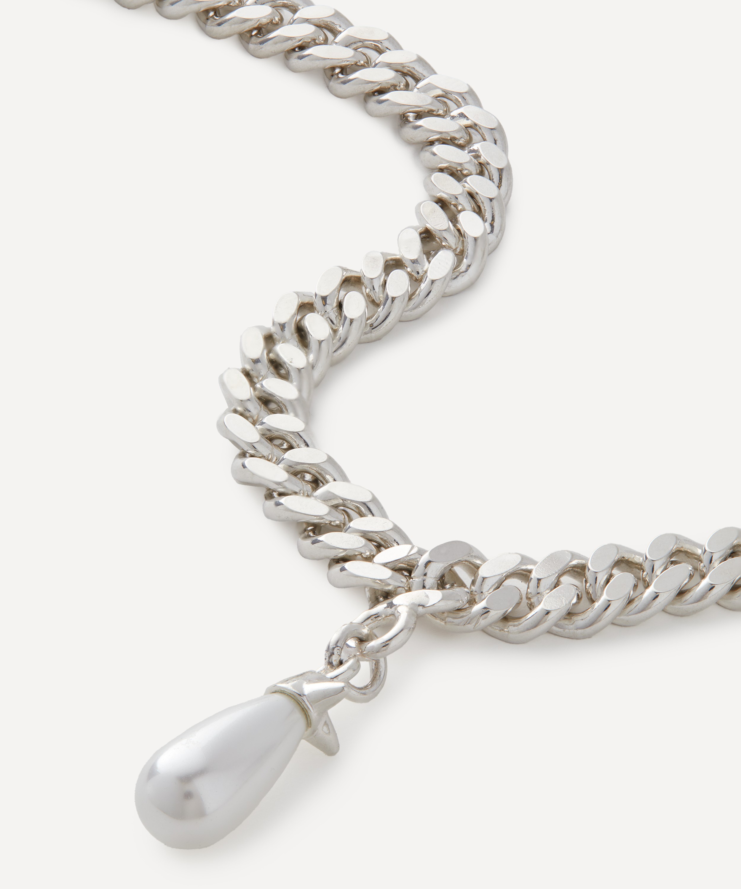 Maria Nilsdotter - Sterling Silver Chunky Chain Drop Pearl Necklace