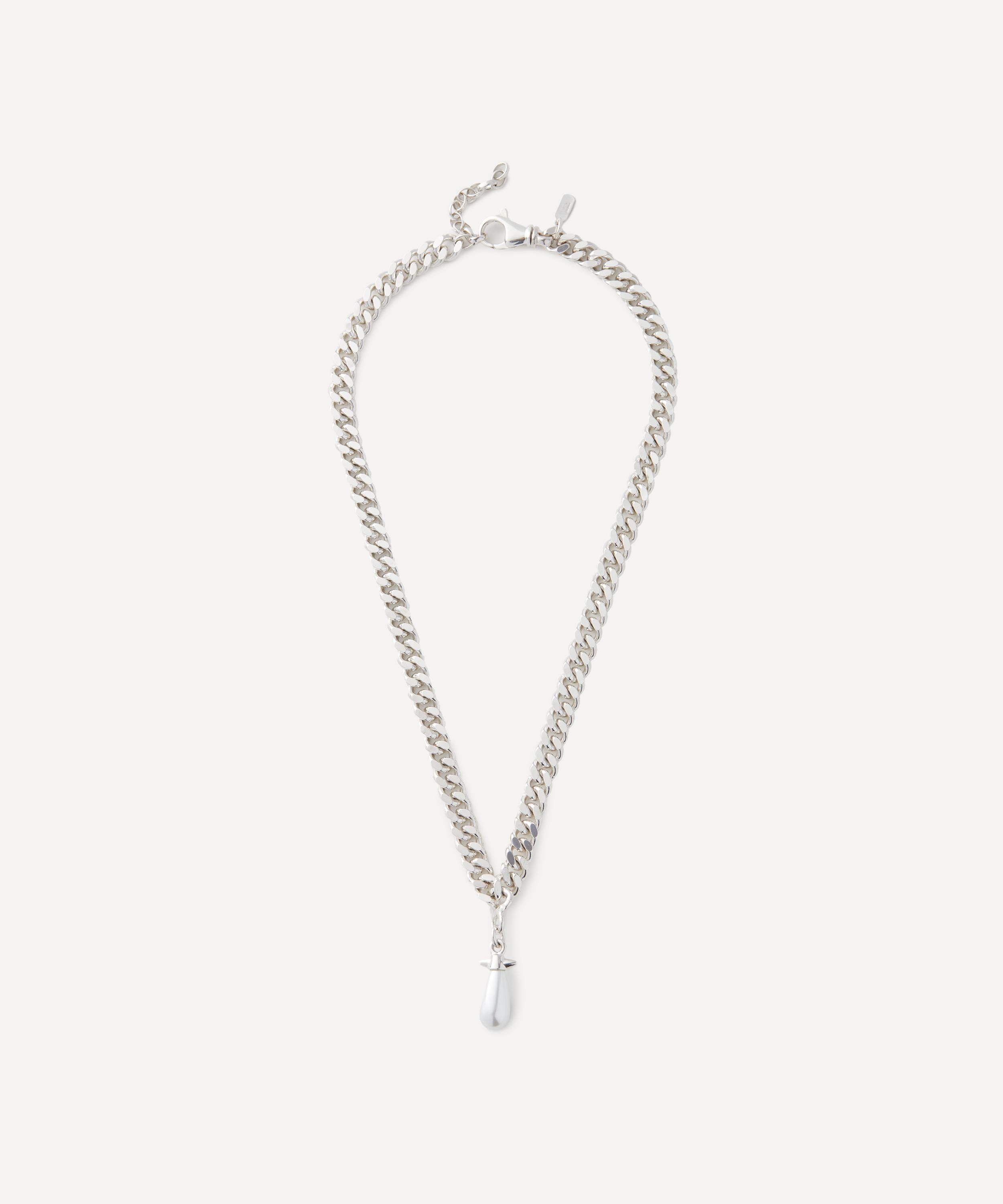 Maria Nilsdotter - Sterling Silver Chunky Chain Drop Pearl Necklace image number 1