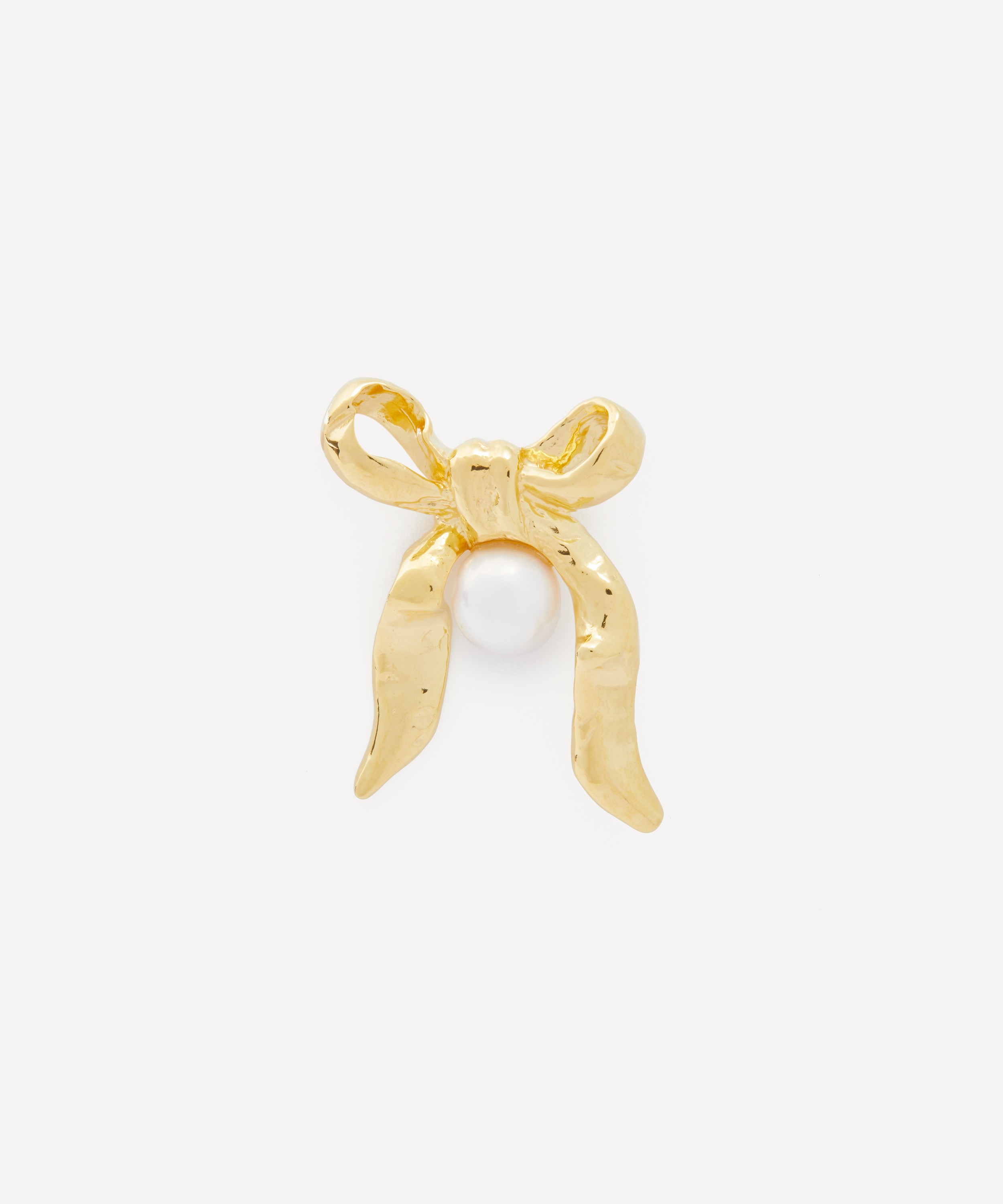 Maria Nilsdotter - 18ct Gold-Plated Bow With Pearl Stud Earring image number 0