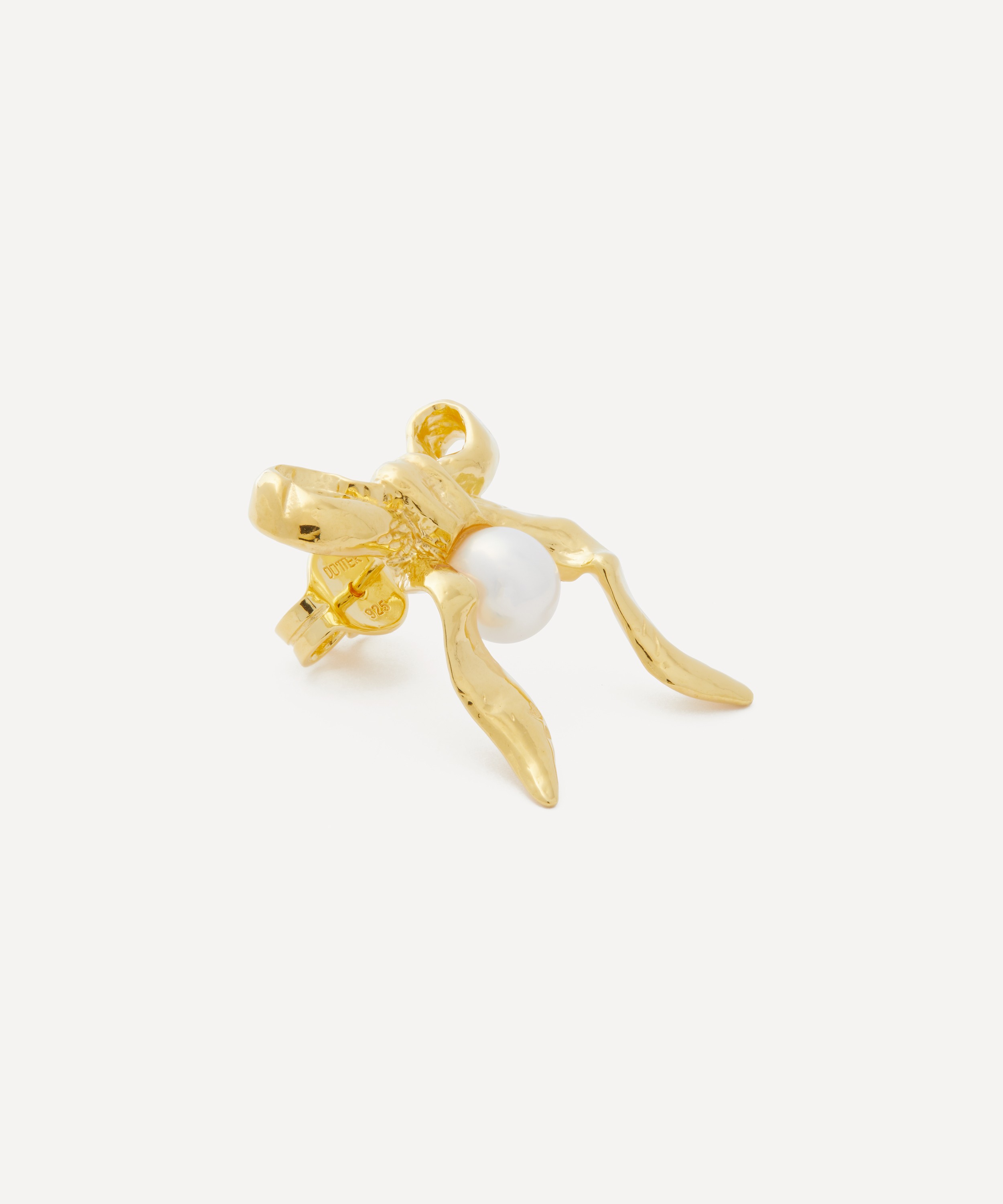 Maria Nilsdotter - 18ct Gold-Plated Bow With Pearl Stud Earring image number 2