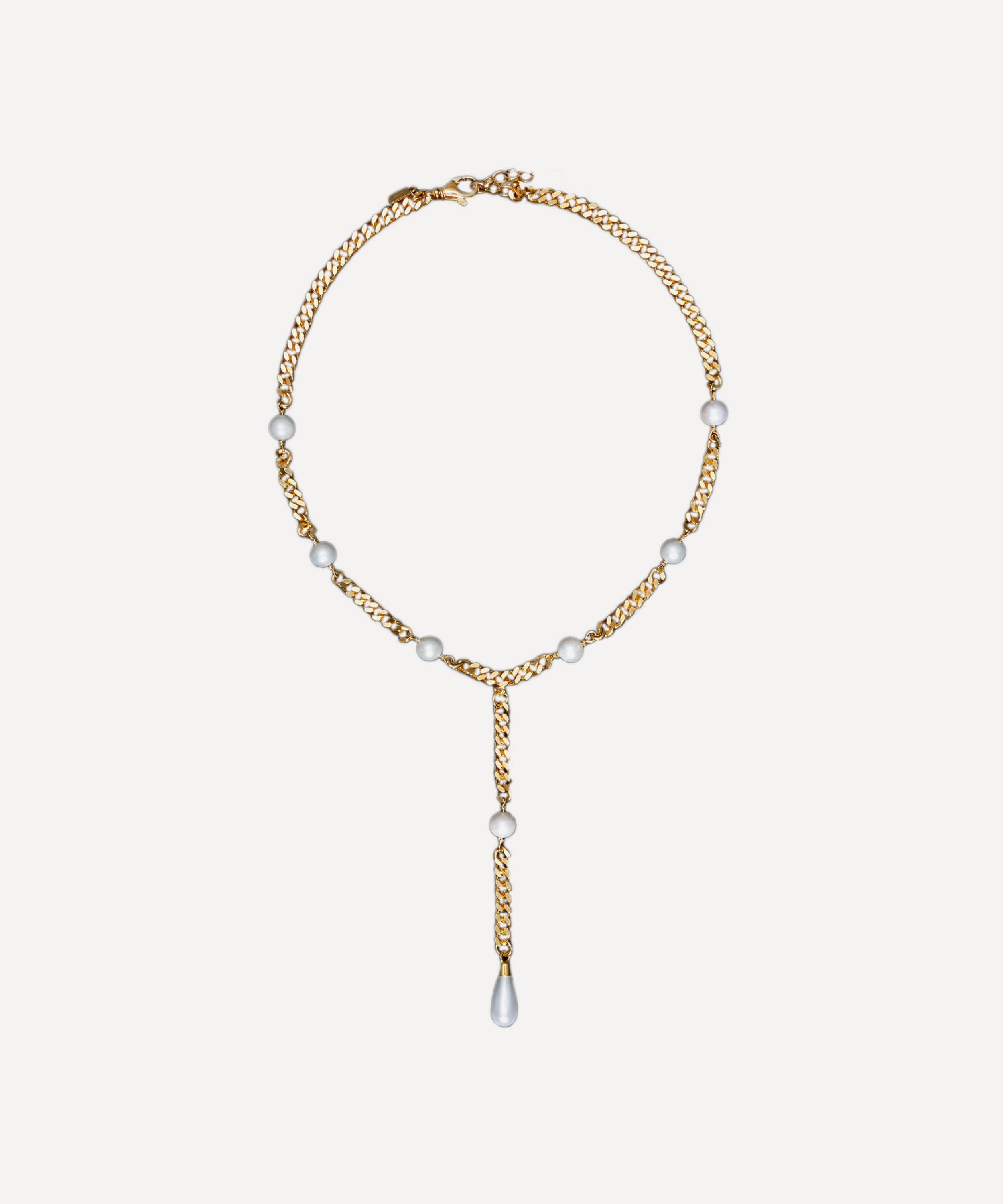 Maria Nilsdotter - 18ct Gold-Plated Chain and Pearl Lariat Necklace image number 0