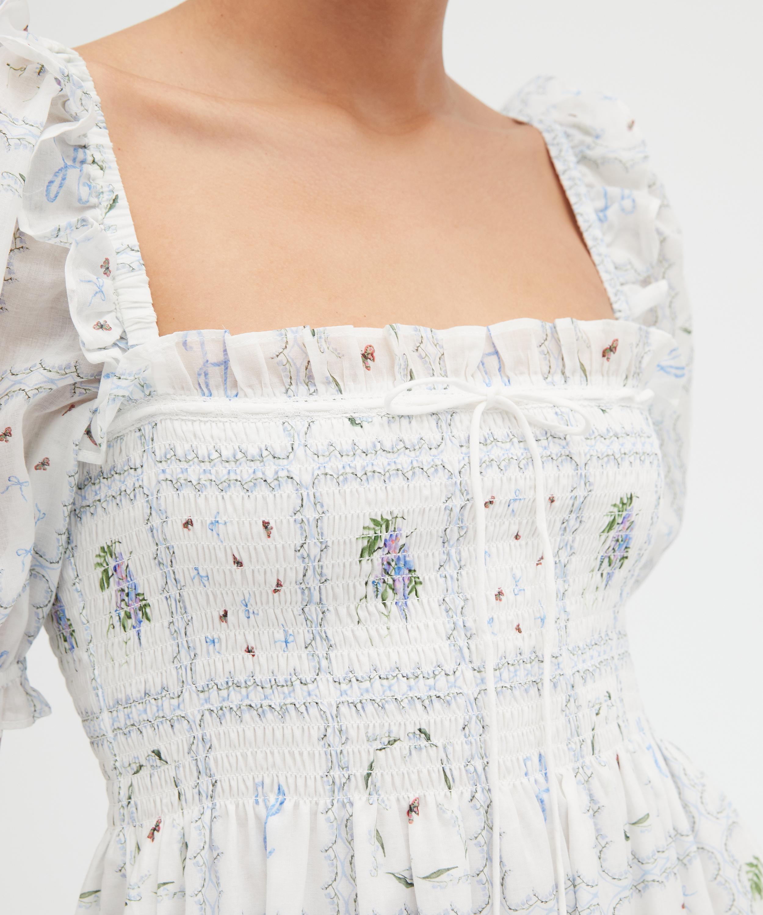 Hill House Home - Scarlett Midi Nap Dress in White Floral Patchwork image number 2
