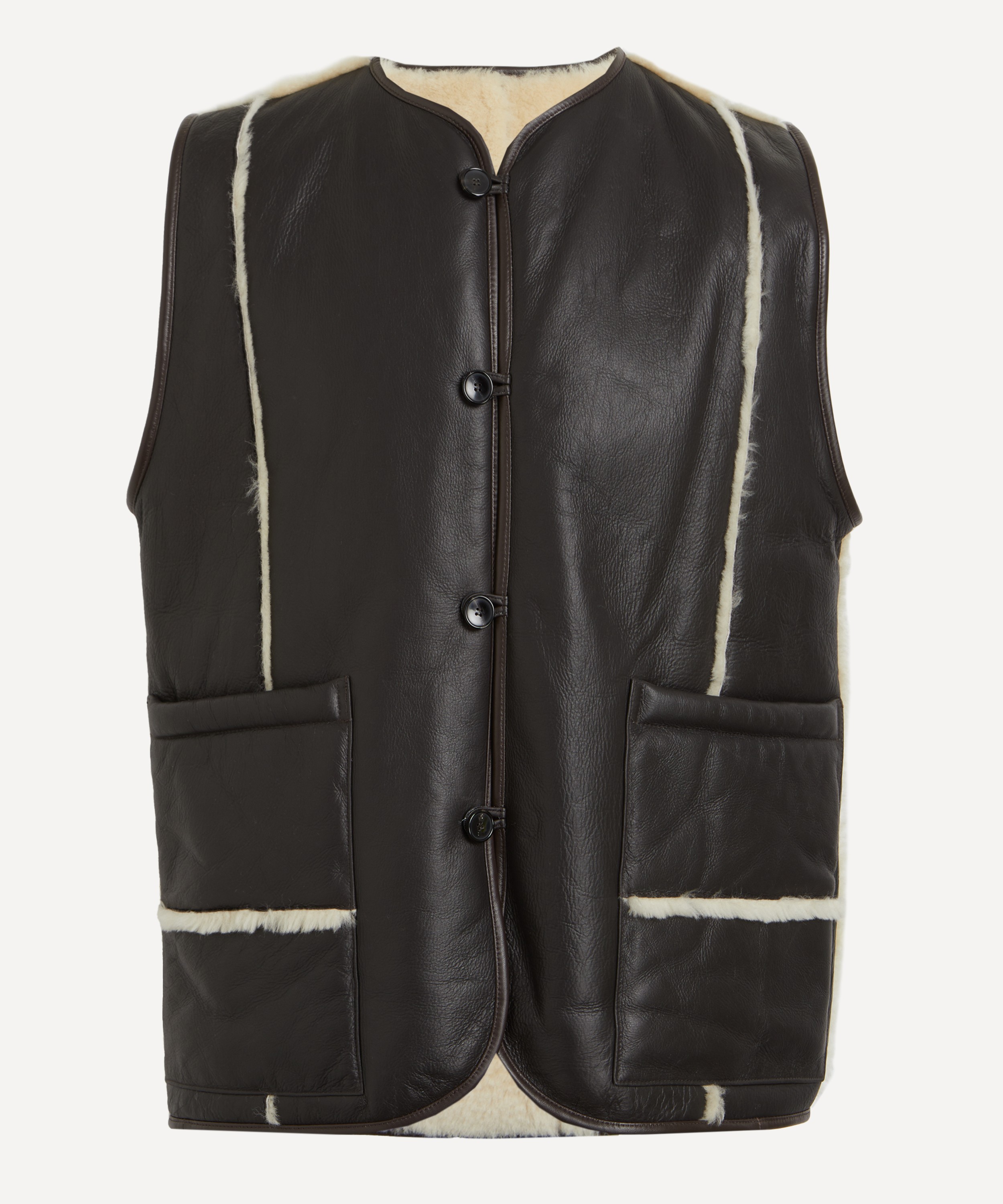 CAWLEY - Leather Back Straight Hair Stripe River Vest image number 0