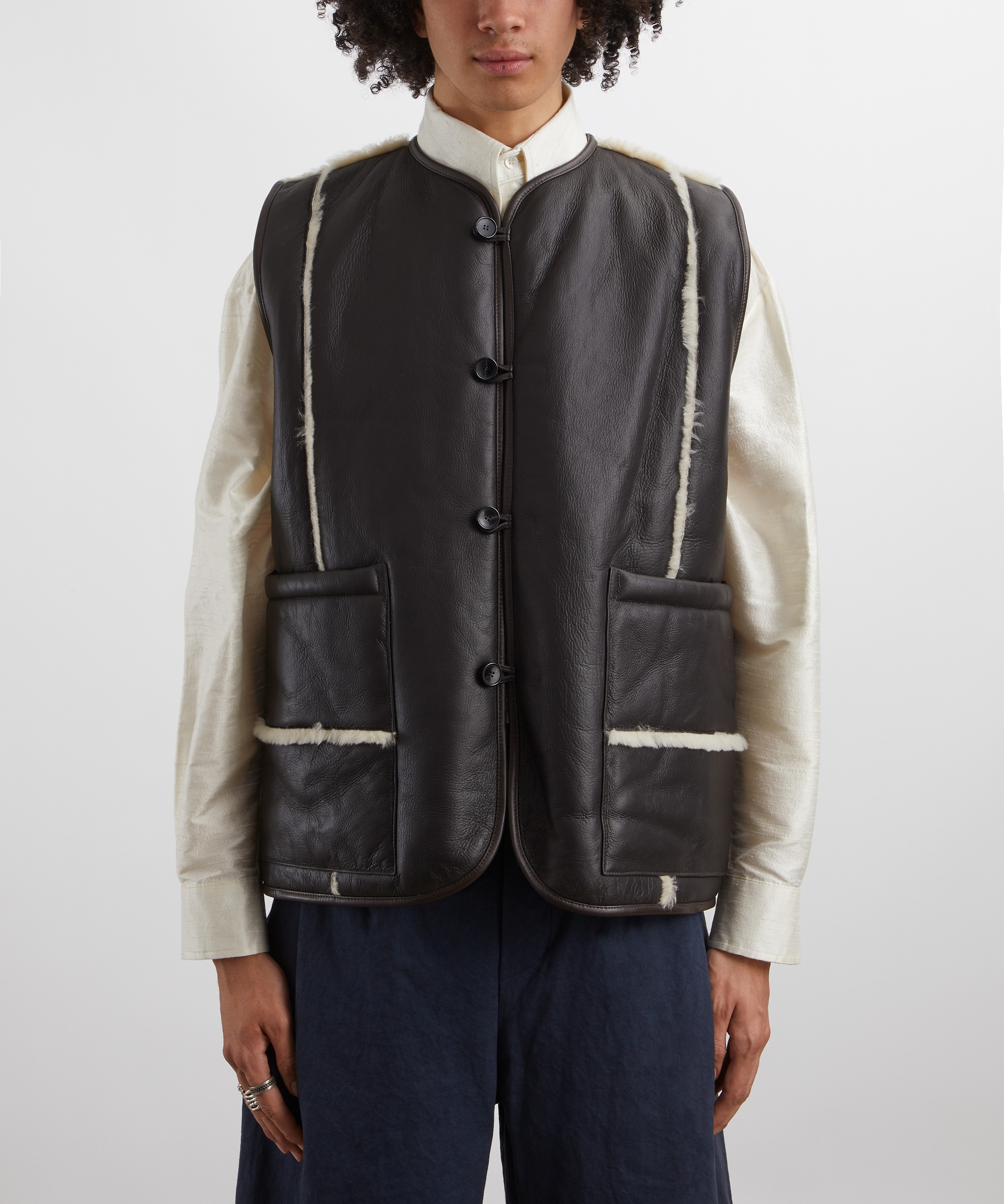 CAWLEY - Leather Back Straight Hair Stripe River Vest image number 2