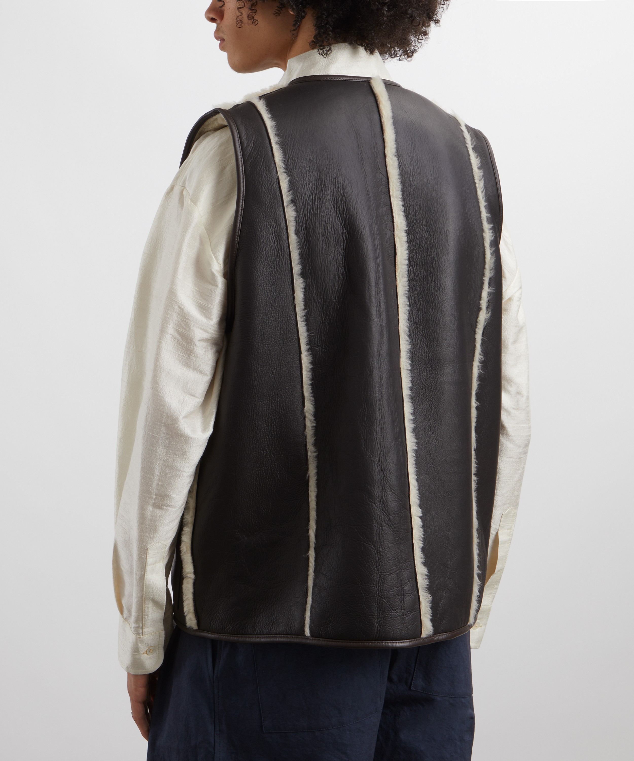 CAWLEY - Leather Back Straight Hair Stripe River Vest image number 3