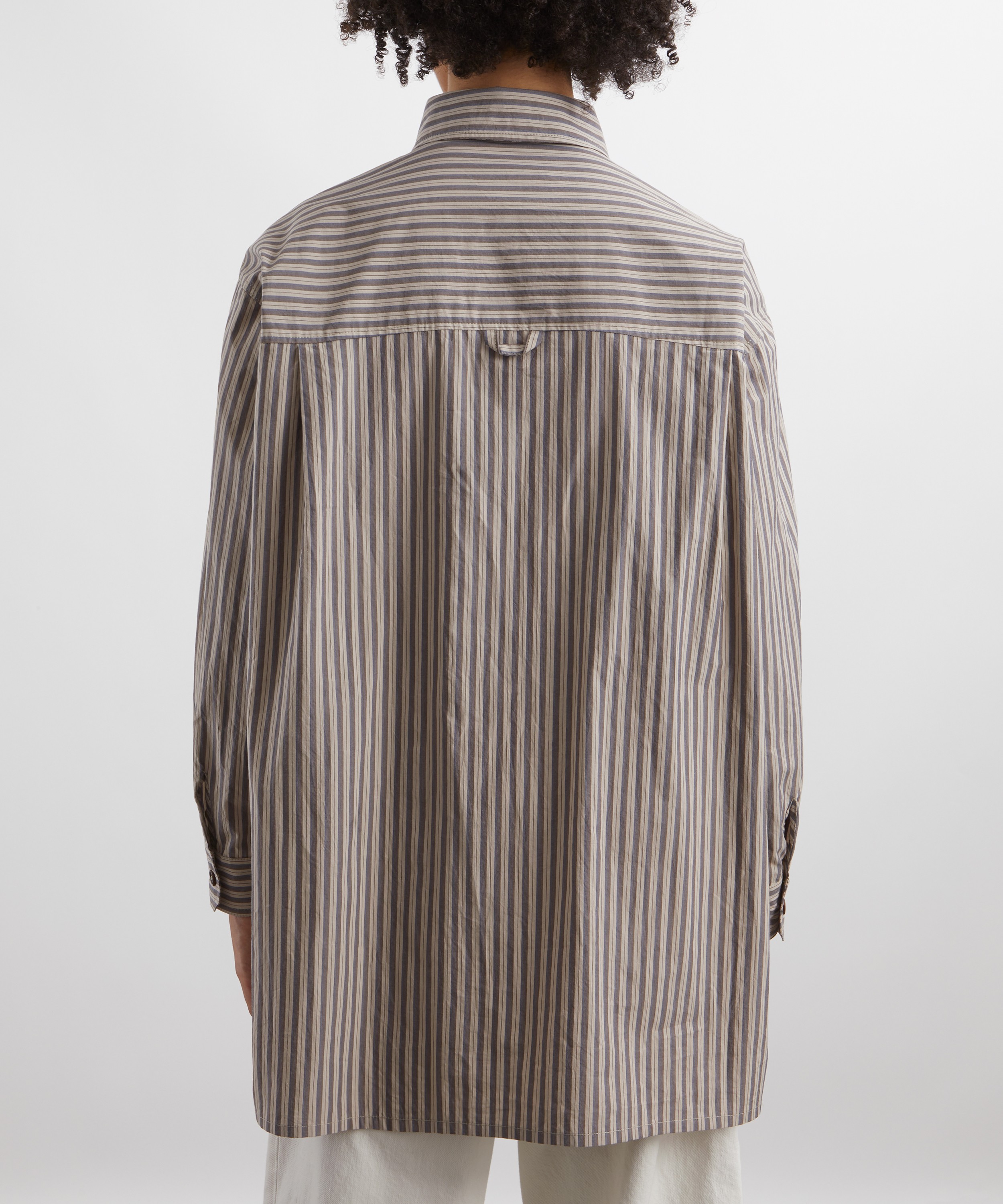 CAWLEY - Japanese Striped Cotton Concealed Button Shirt image number 3