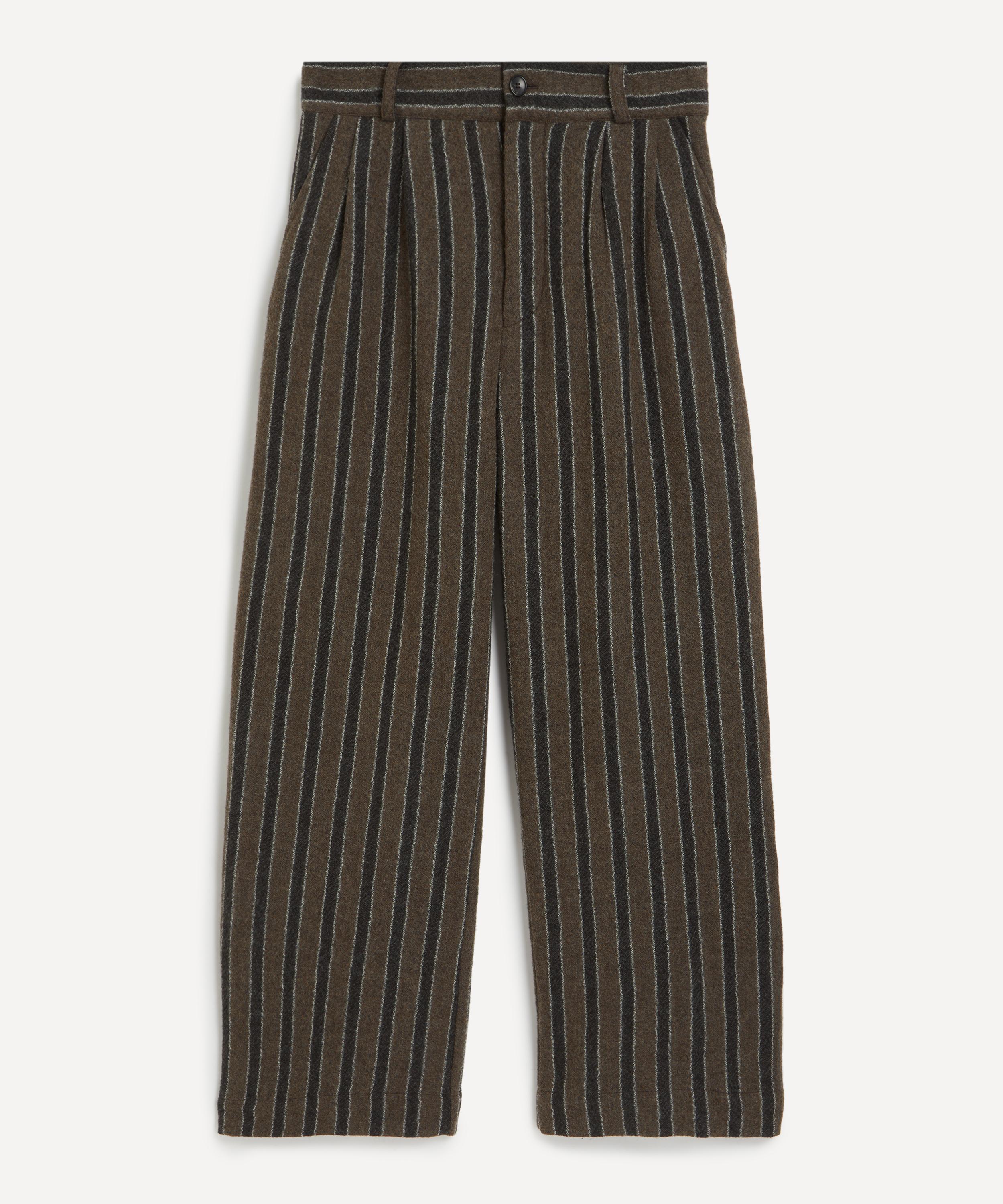 CAWLEY - Willa Pleated Striped Wool Trousers