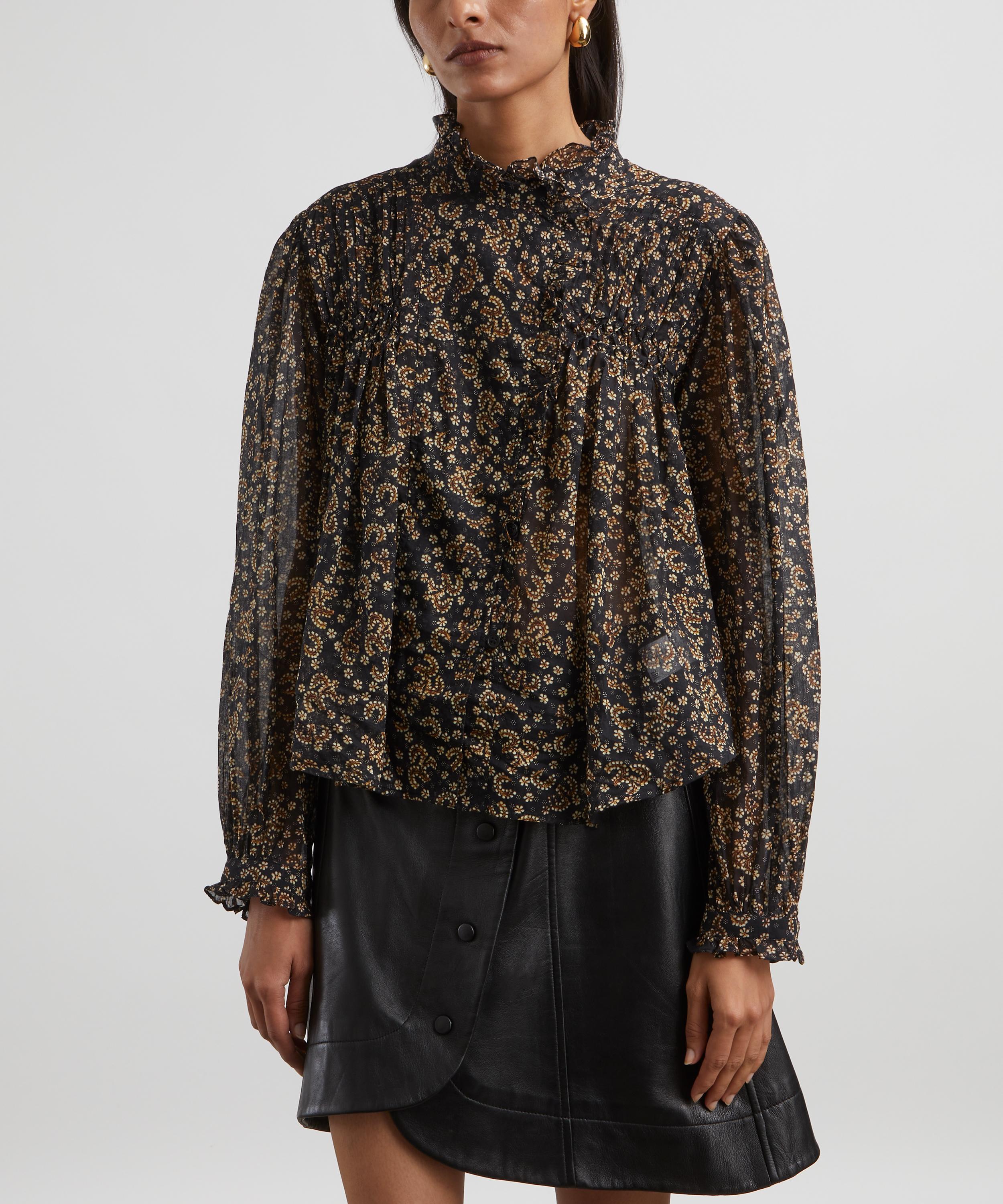 Isabel Marant Étoile - Dubna Cotton Voile Smocked Blouse image number 2