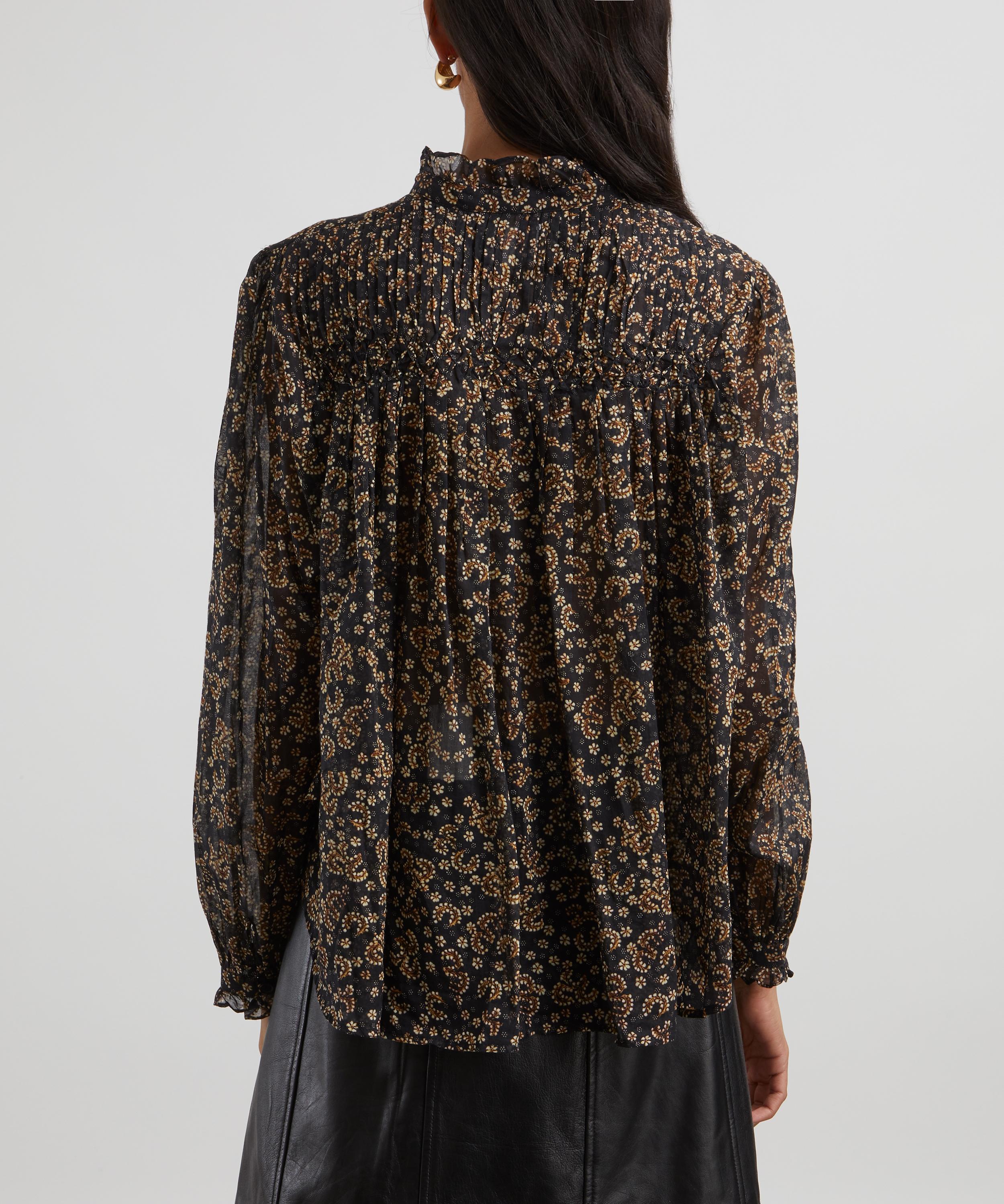 Isabel Marant Étoile - Dubna Cotton Voile Smocked Blouse image number 3