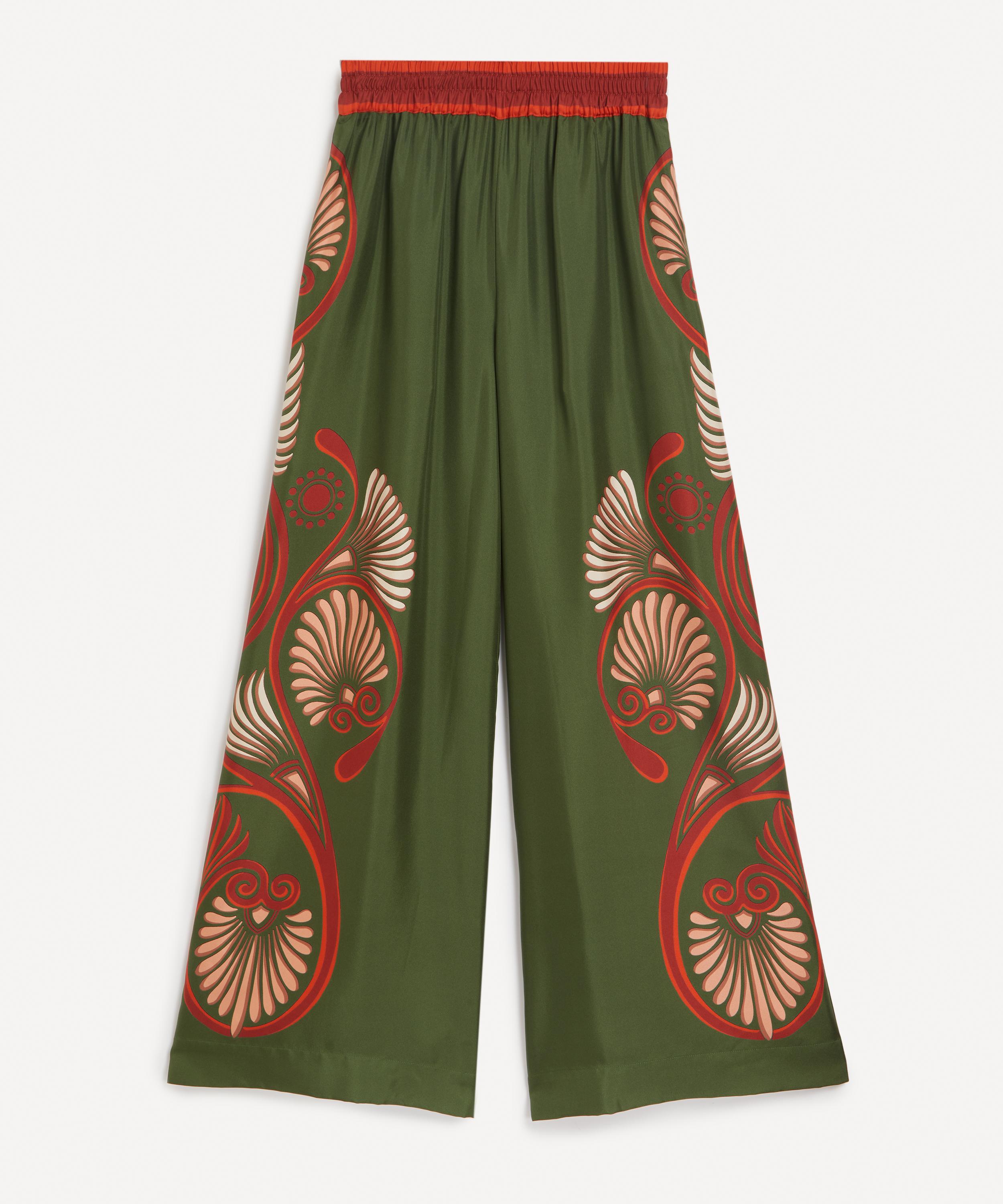 La DoubleJ Palazzo Kerylos Placée Dark Green Silk Twill