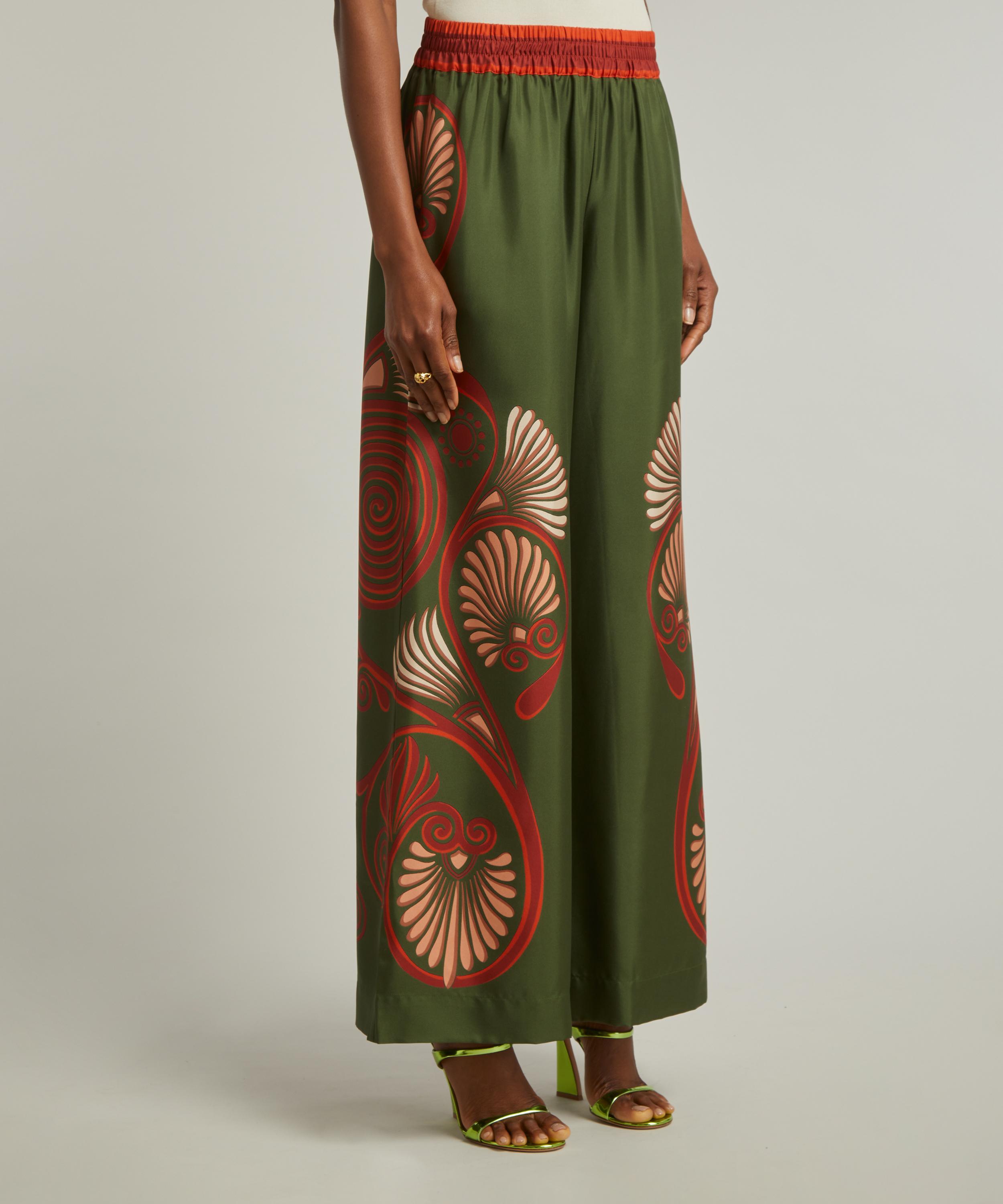 La DoubleJ Palazzo Kerylos Placée Dark Green Silk Twill