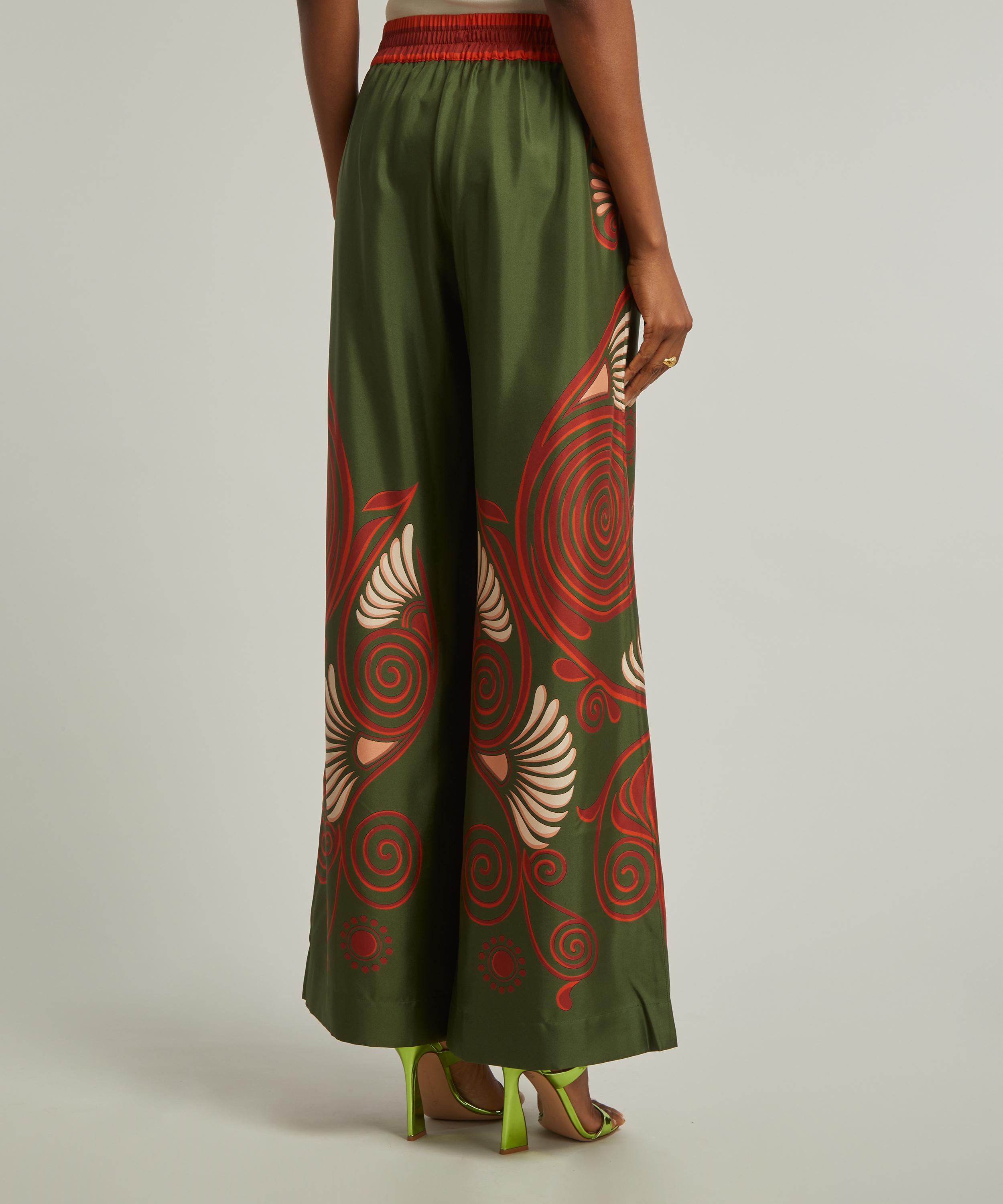 La DoubleJ Palazzo Kerylos Placée Dark Green Silk Twill