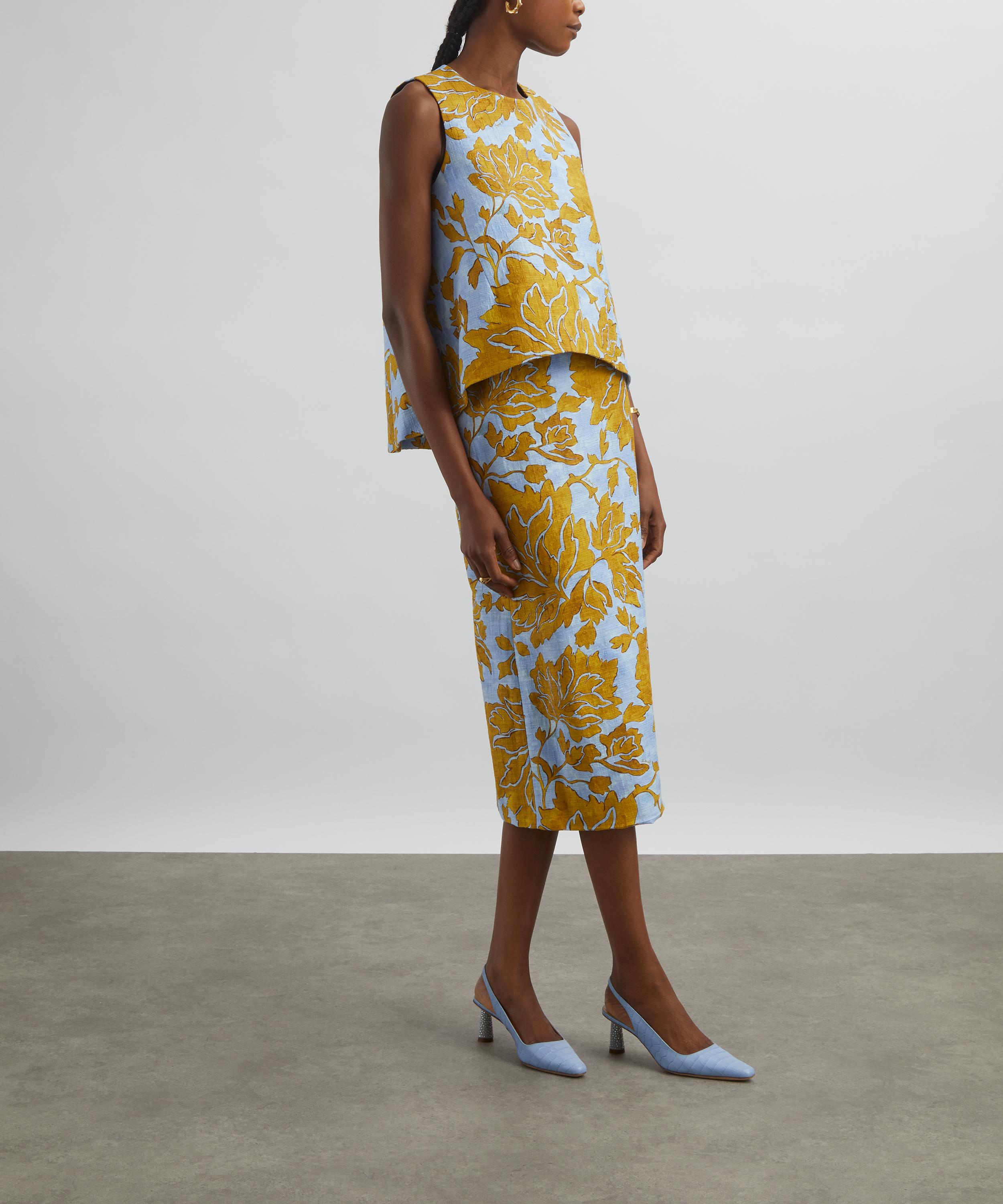 La DoubleJ - Pencil Skirt in Tangle Light Blue Shot Cotton image number 0
