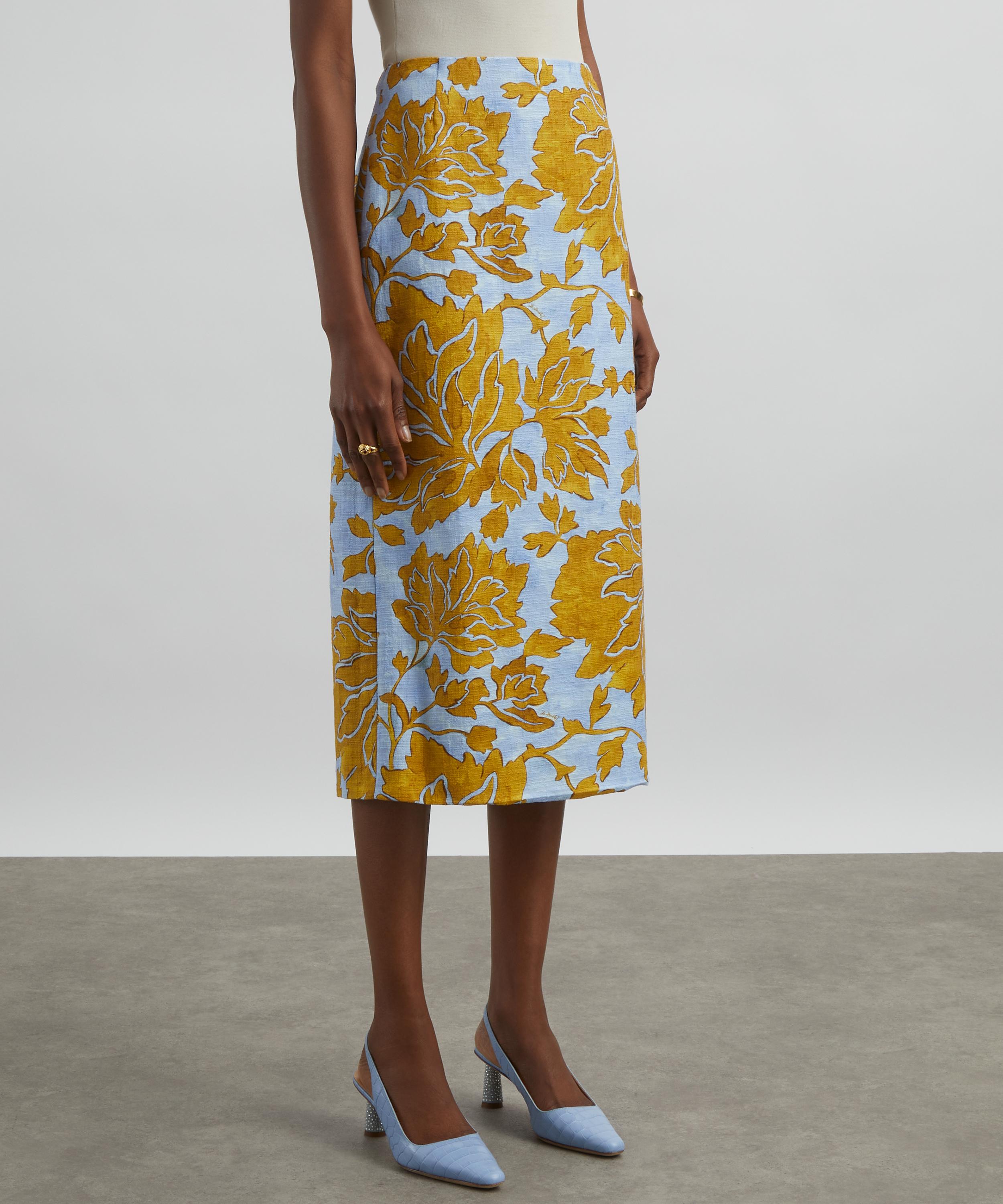 La DoubleJ - Pencil Skirt in Tangle Light Blue Shot Cotton image number 1