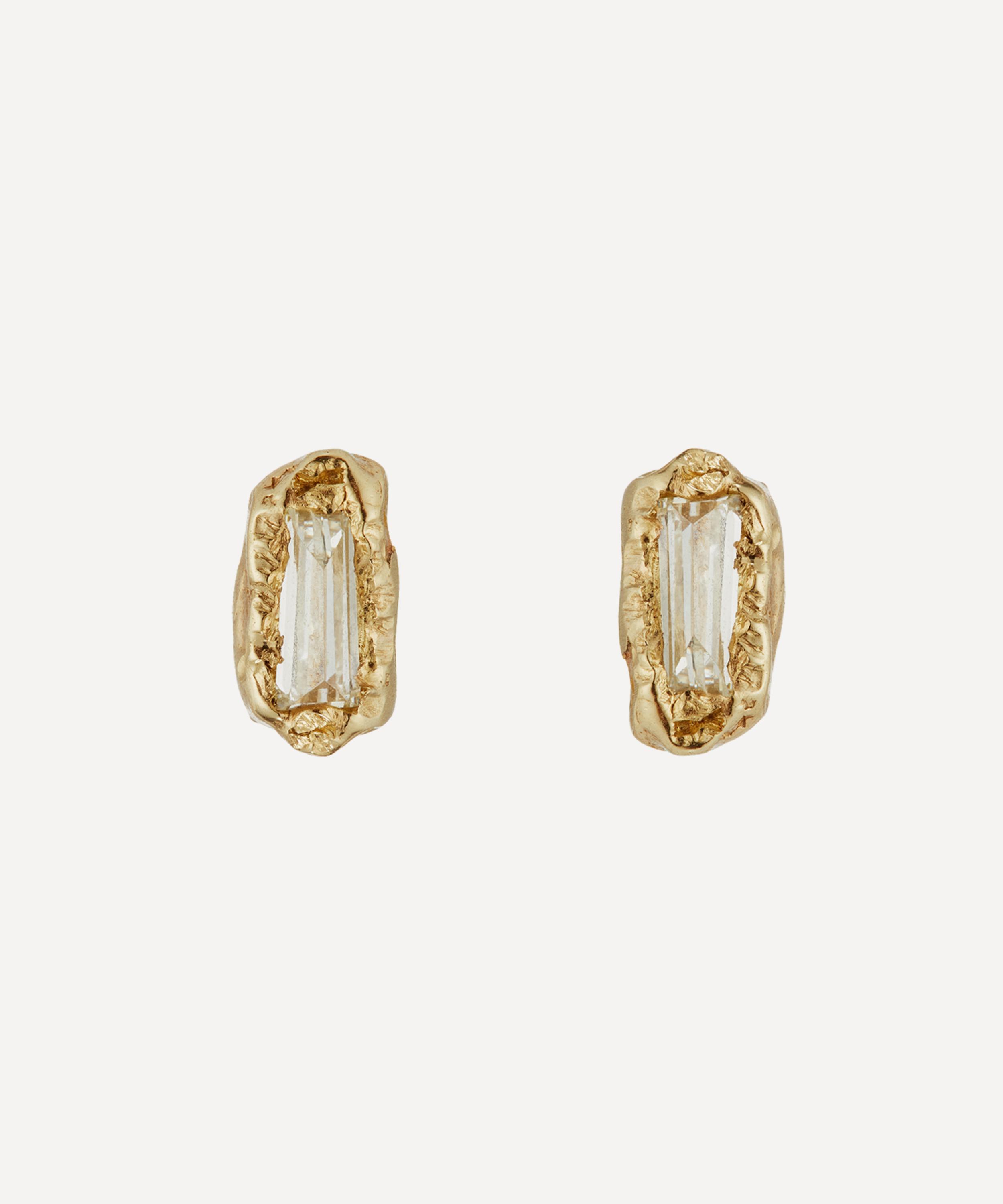 Ellis Mhairi Cameron - 14ct Gold Lemon Baguette Diamond Scatter Stud Earrings image number 0
