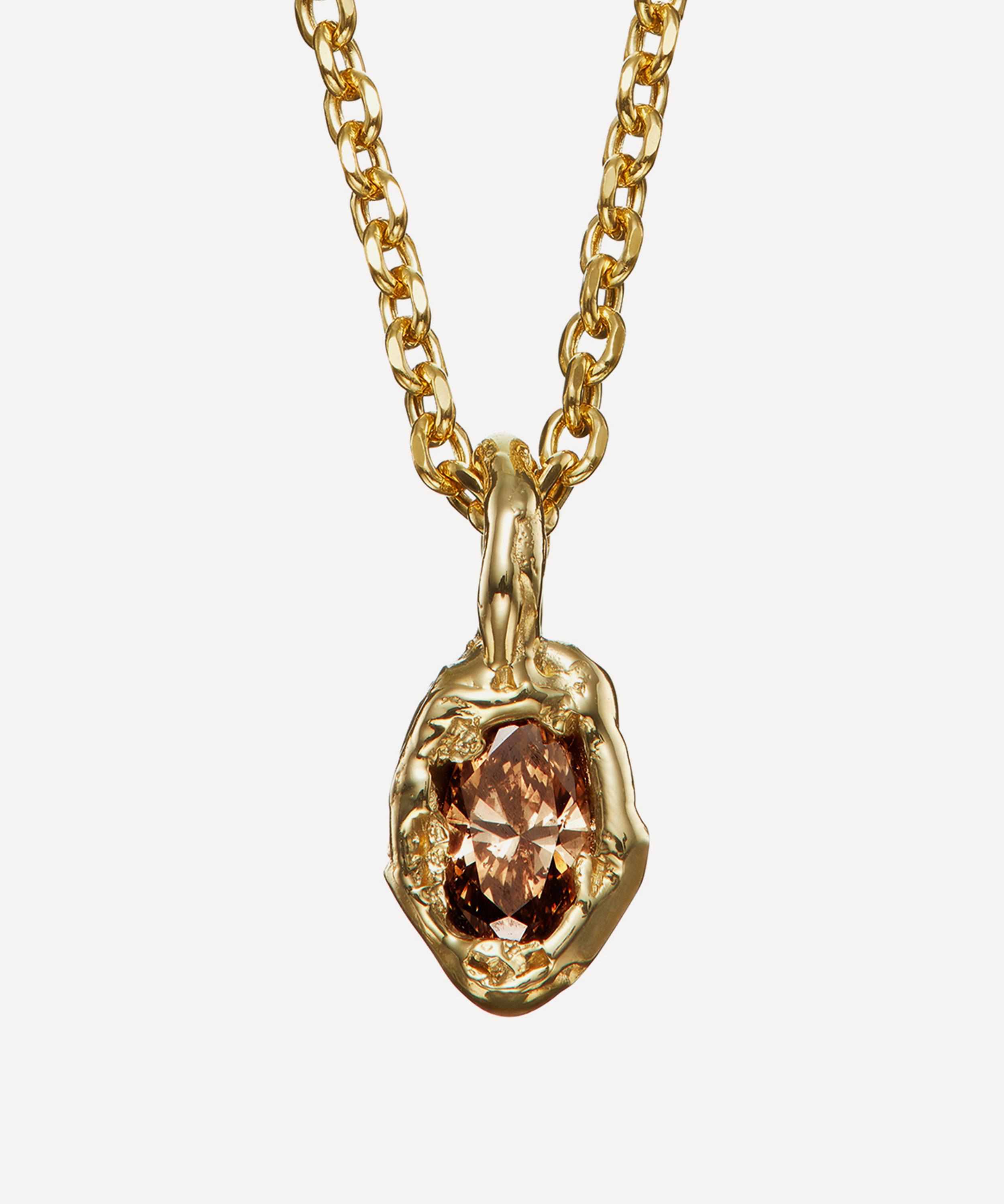 Ellis Mhairi Cameron - 14ct Gold Champagne Marquise Diamond Pendant Necklace image number 0