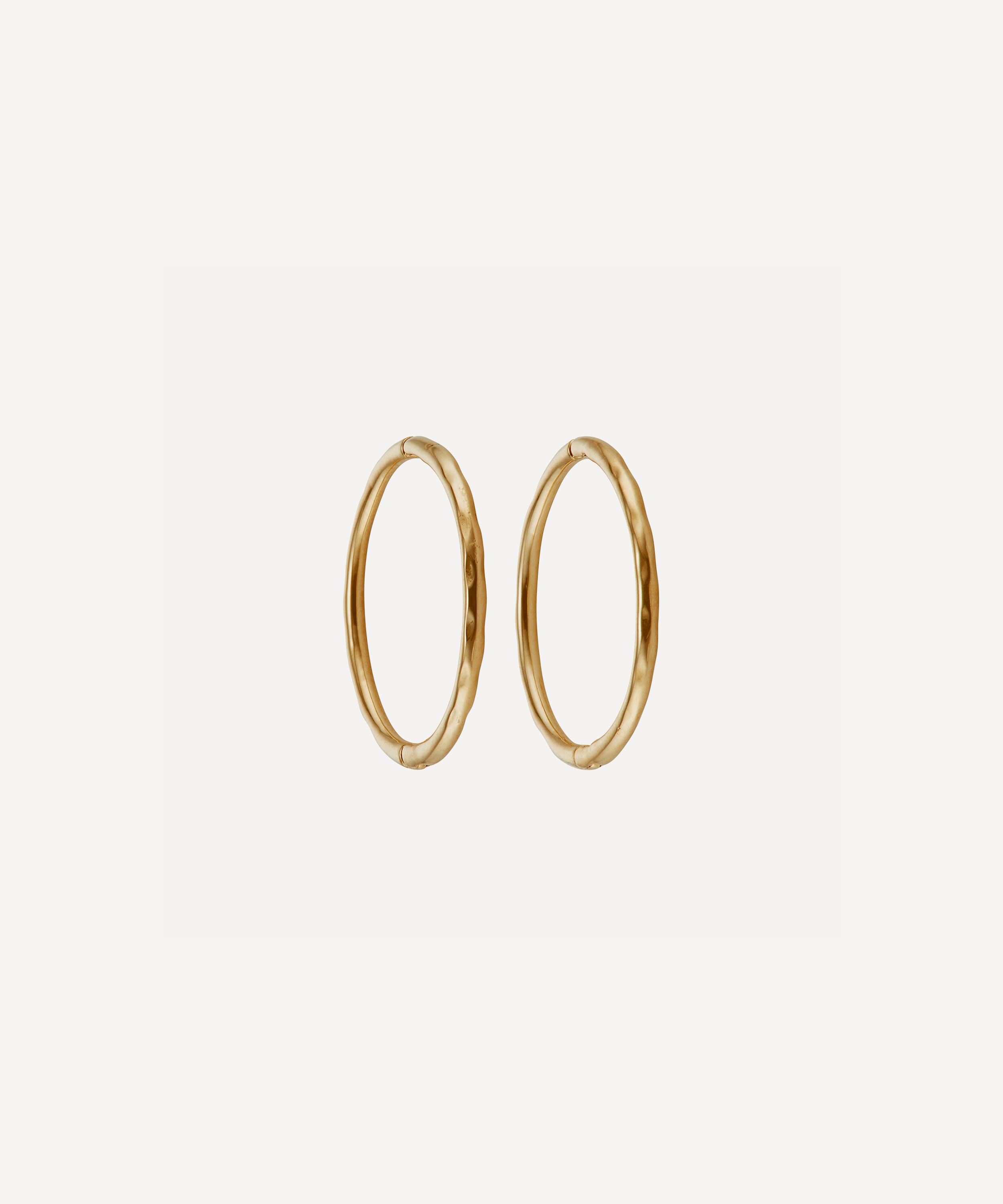 Ellis Mhairi Cameron - 14ct Gold LI 12mm Hammered Clicker Hoop Earrings image number 0