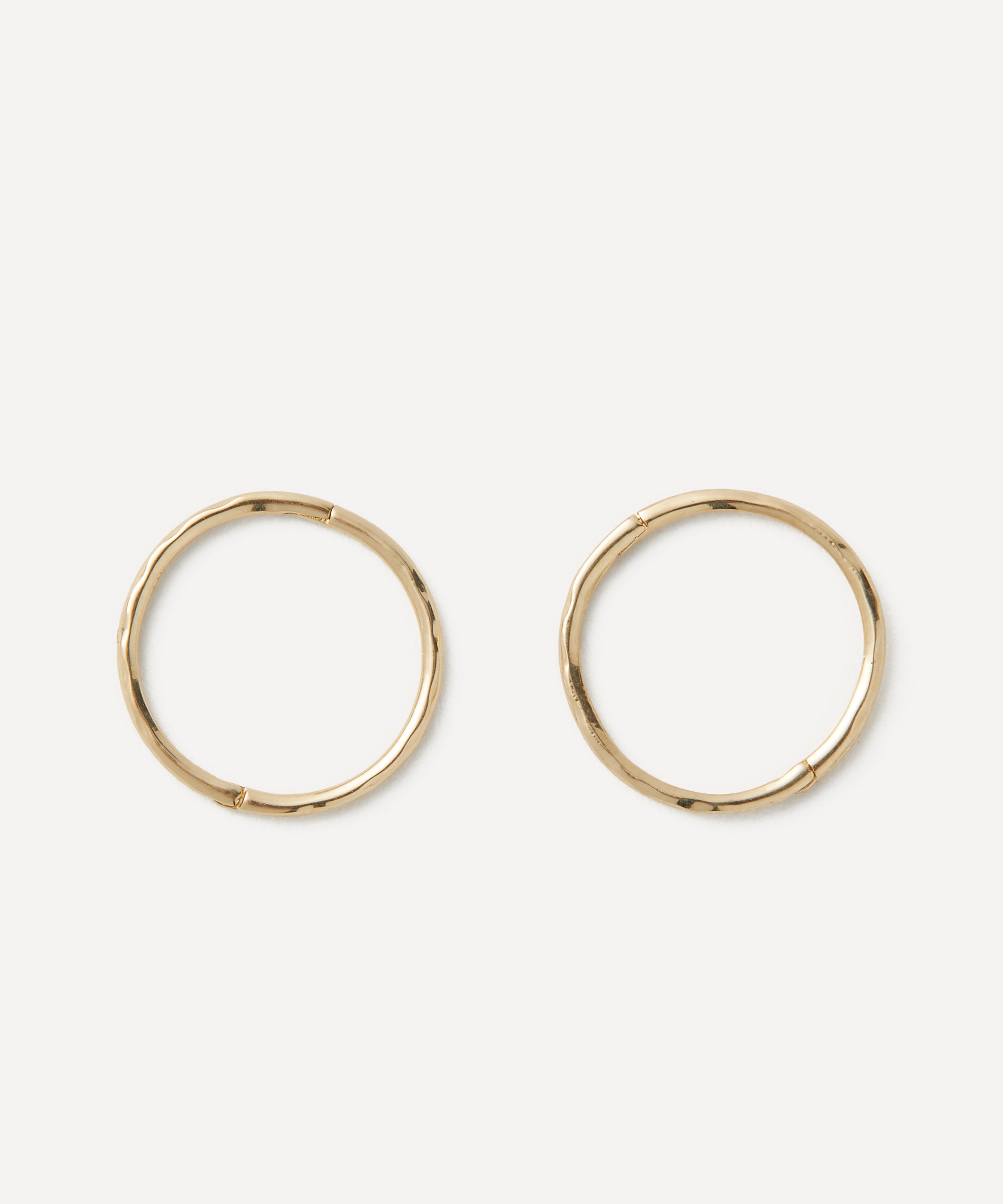 Ellis Mhairi Cameron - 14ct Gold LI 12mm Hammered Clicker Hoop Earrings image number 1