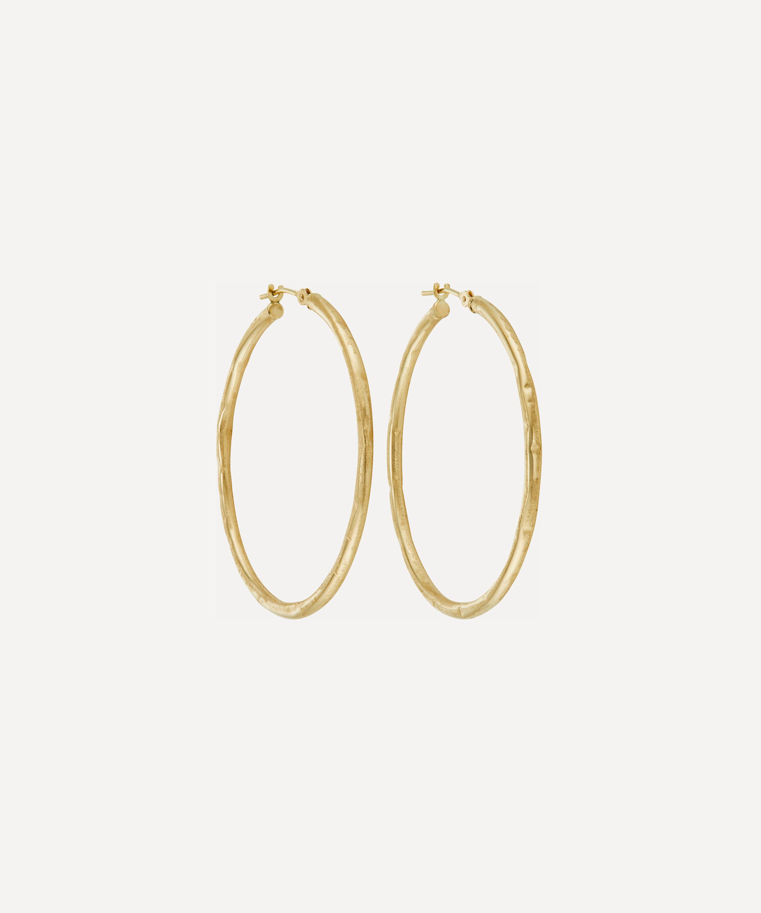 Ellis Mhairi Cameron - 14ct Gold LI 40mm Wide Crush Hoop Earrings image number 0