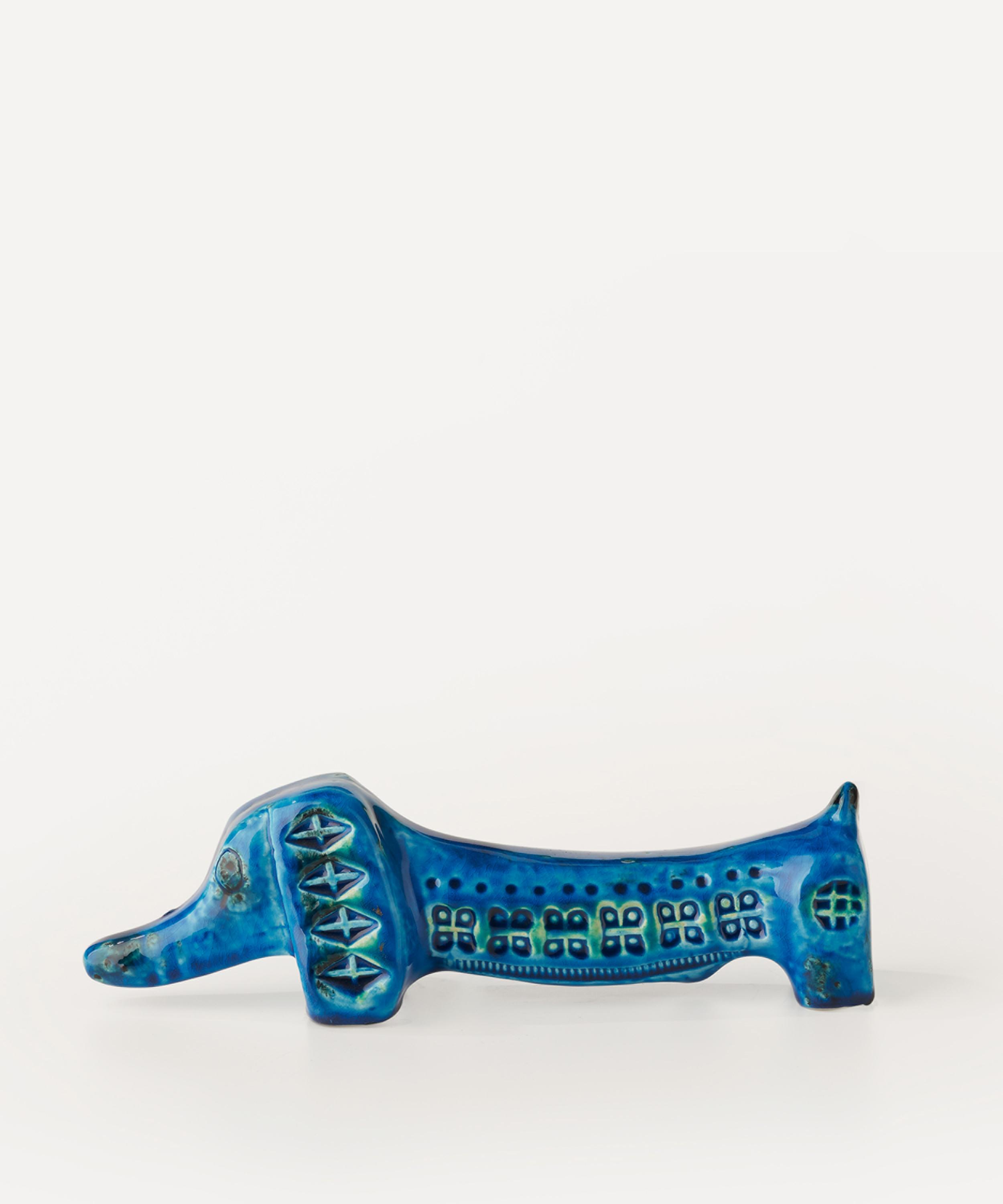 Bitossi - Rimini Blu Ceramic Long Dog Figure