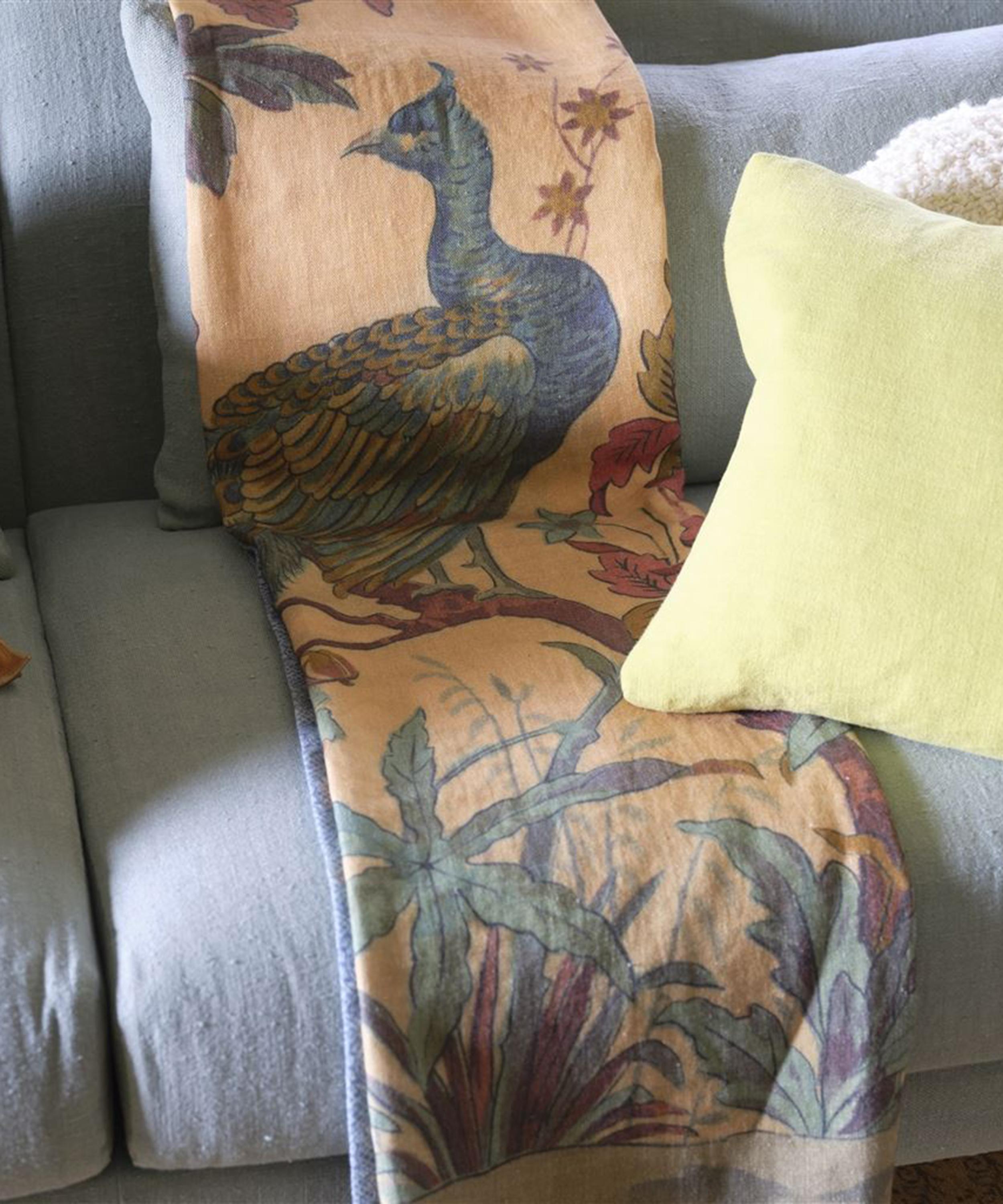 John Derian - Peacock Toile Sepia Throw image number 1