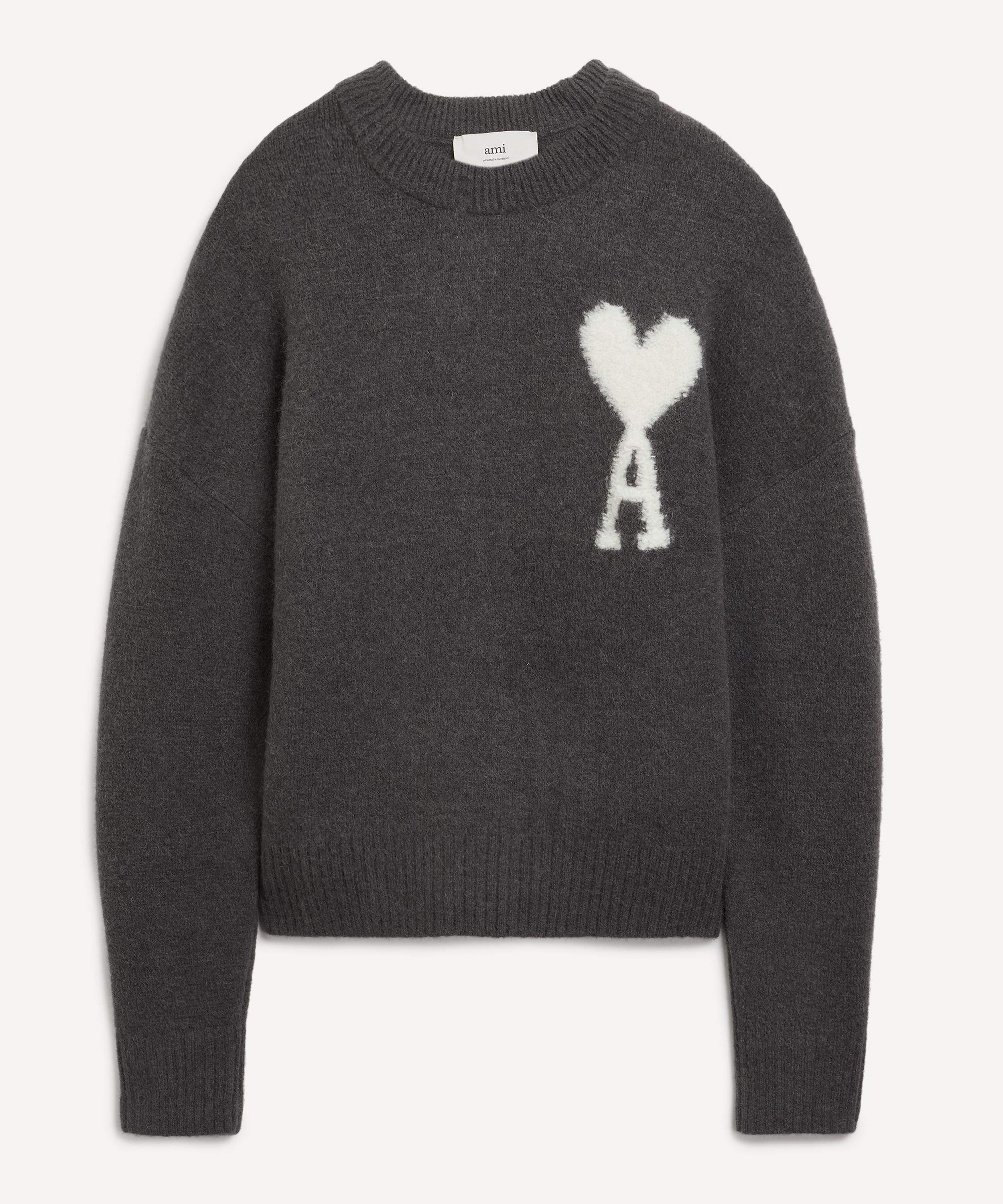 Ami - Off-White Dark Grey Ami de Coeur Hairy Alpaca Jumper image number 0