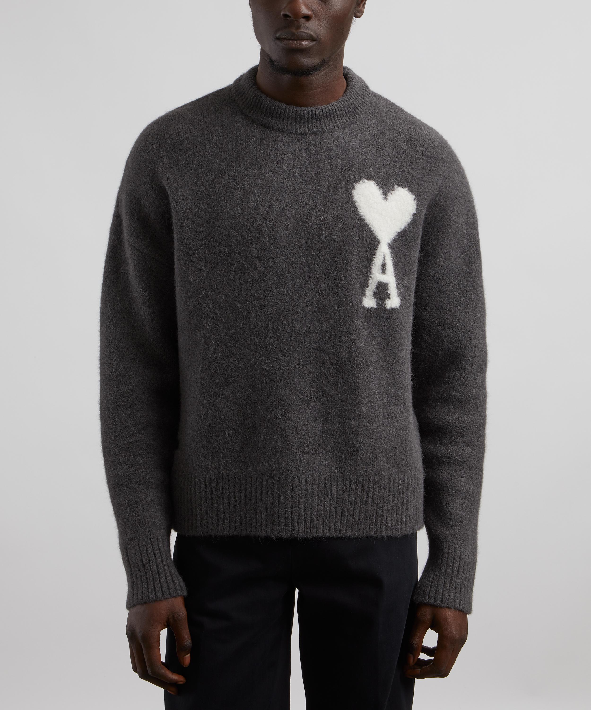 Ami - Off-White Dark Grey Ami de Coeur Hairy Alpaca Jumper image number 2