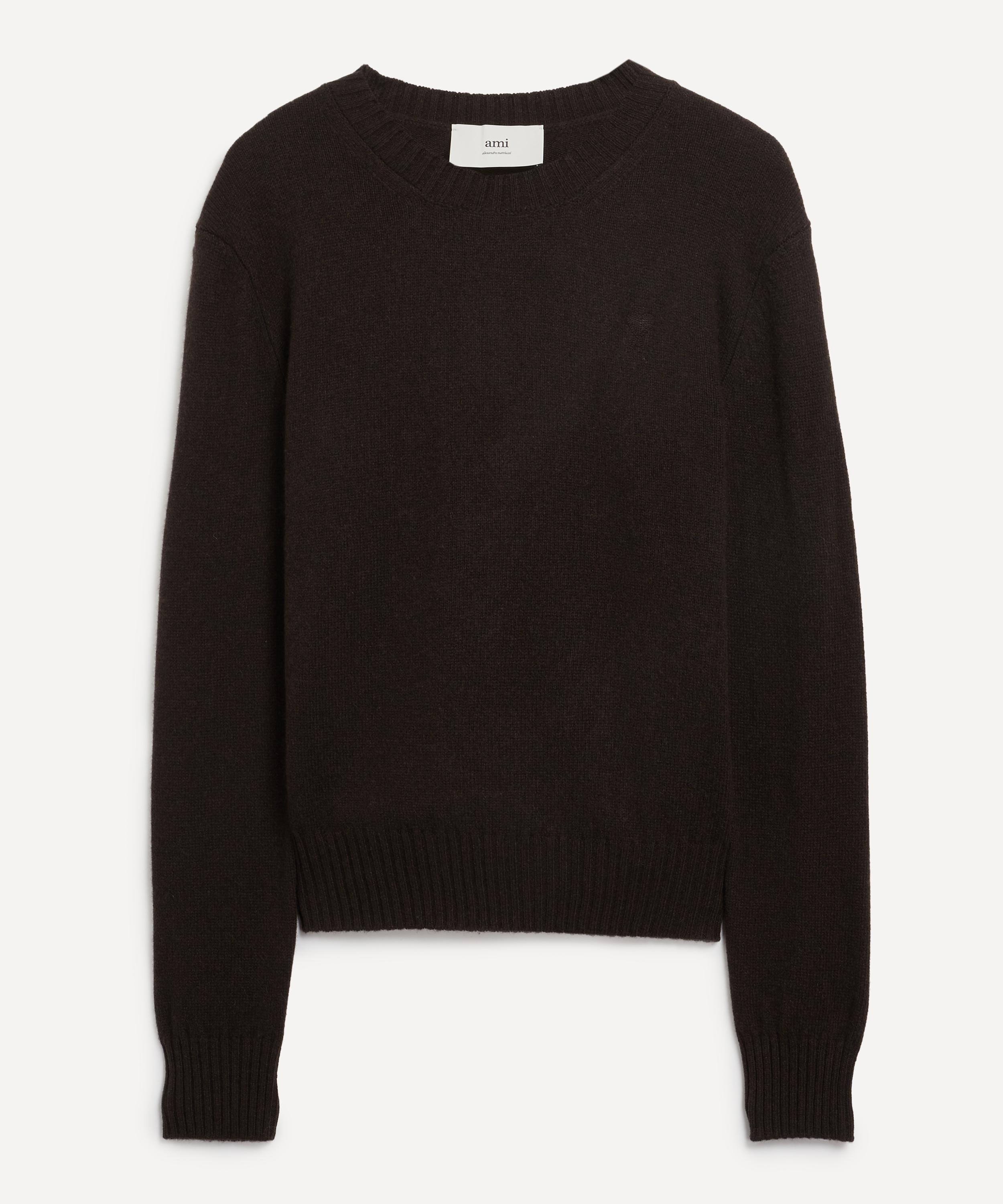 Ami - Cashmere Ami de Coeur Crew-Neck Jumper in Dark Coffee image number 0