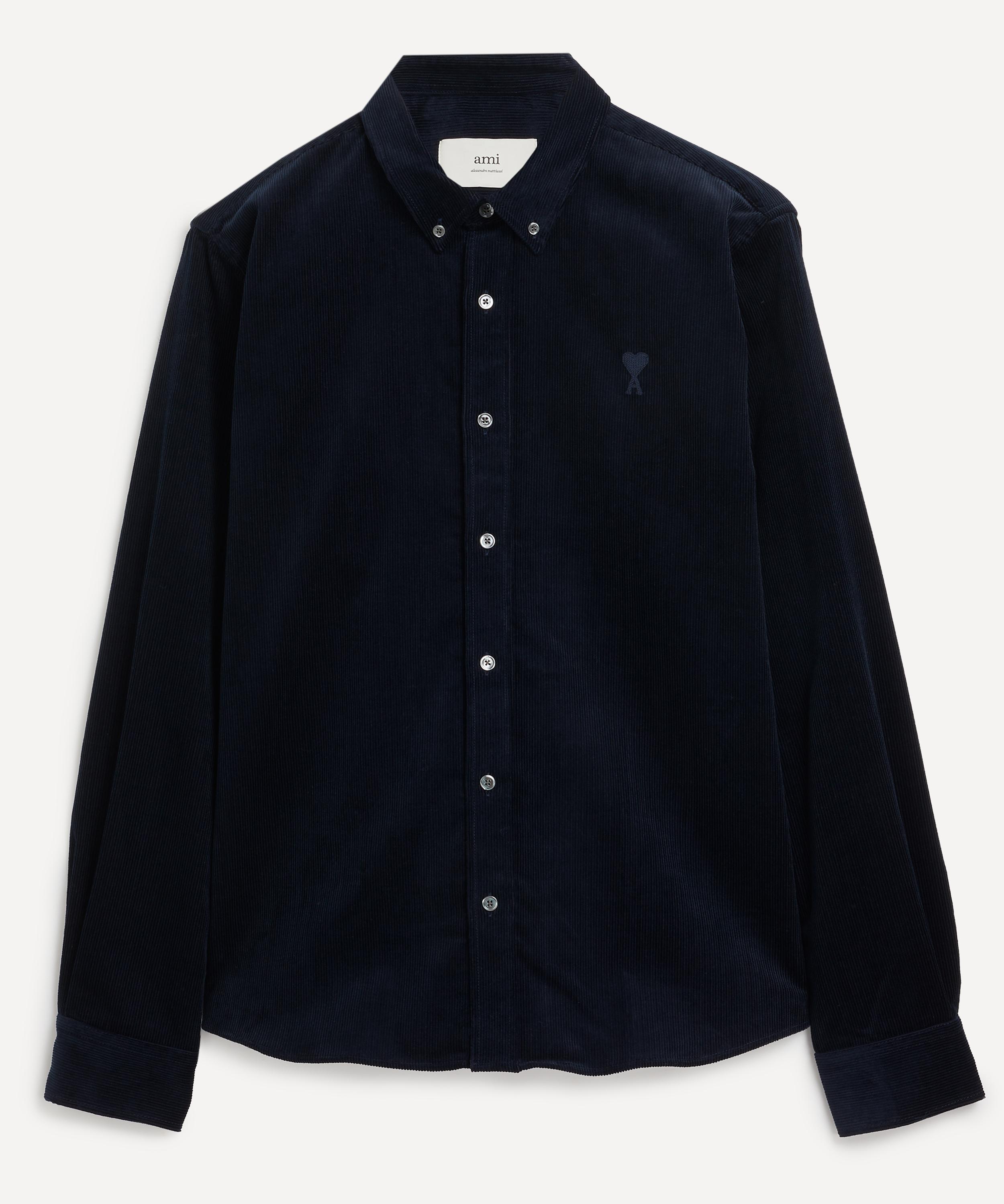 Ami - Navy Classic Fit Cotton Corduroy Shirt image number 0