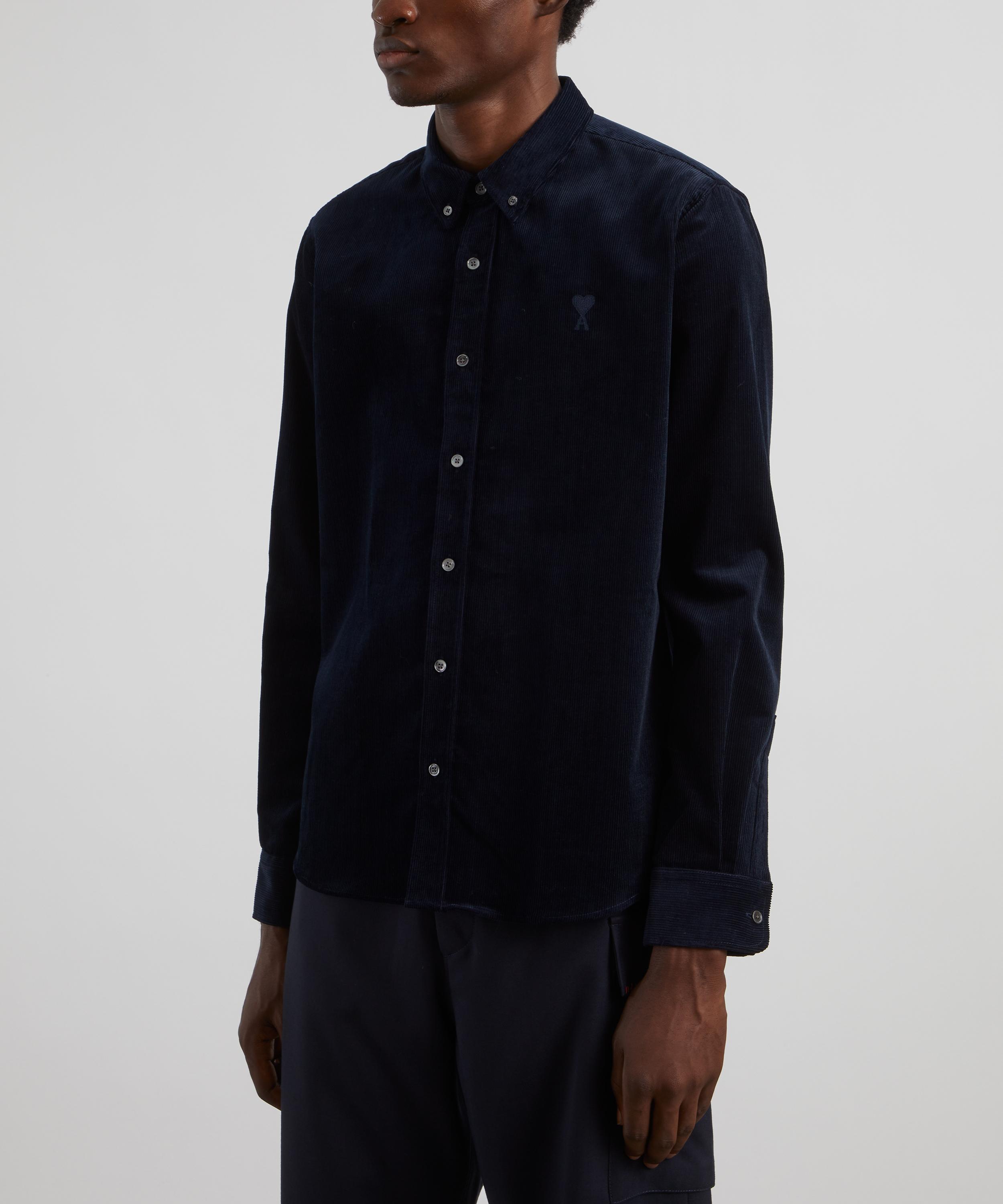 Ami - Navy Classic Fit Cotton Corduroy Shirt image number 2