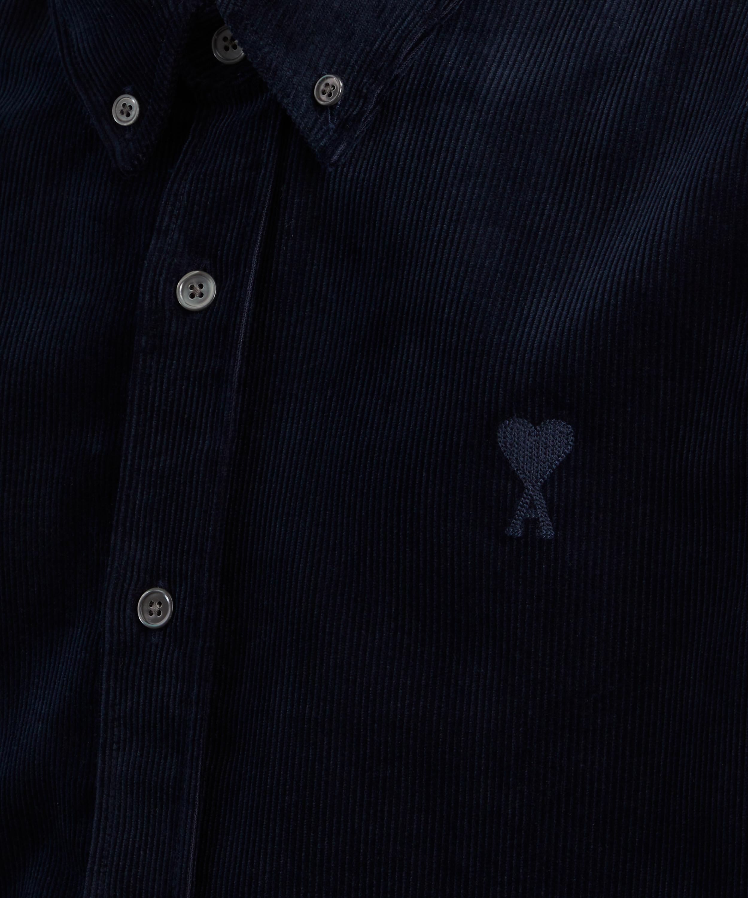 Ami - Navy Classic Fit Cotton Corduroy Shirt image number 4